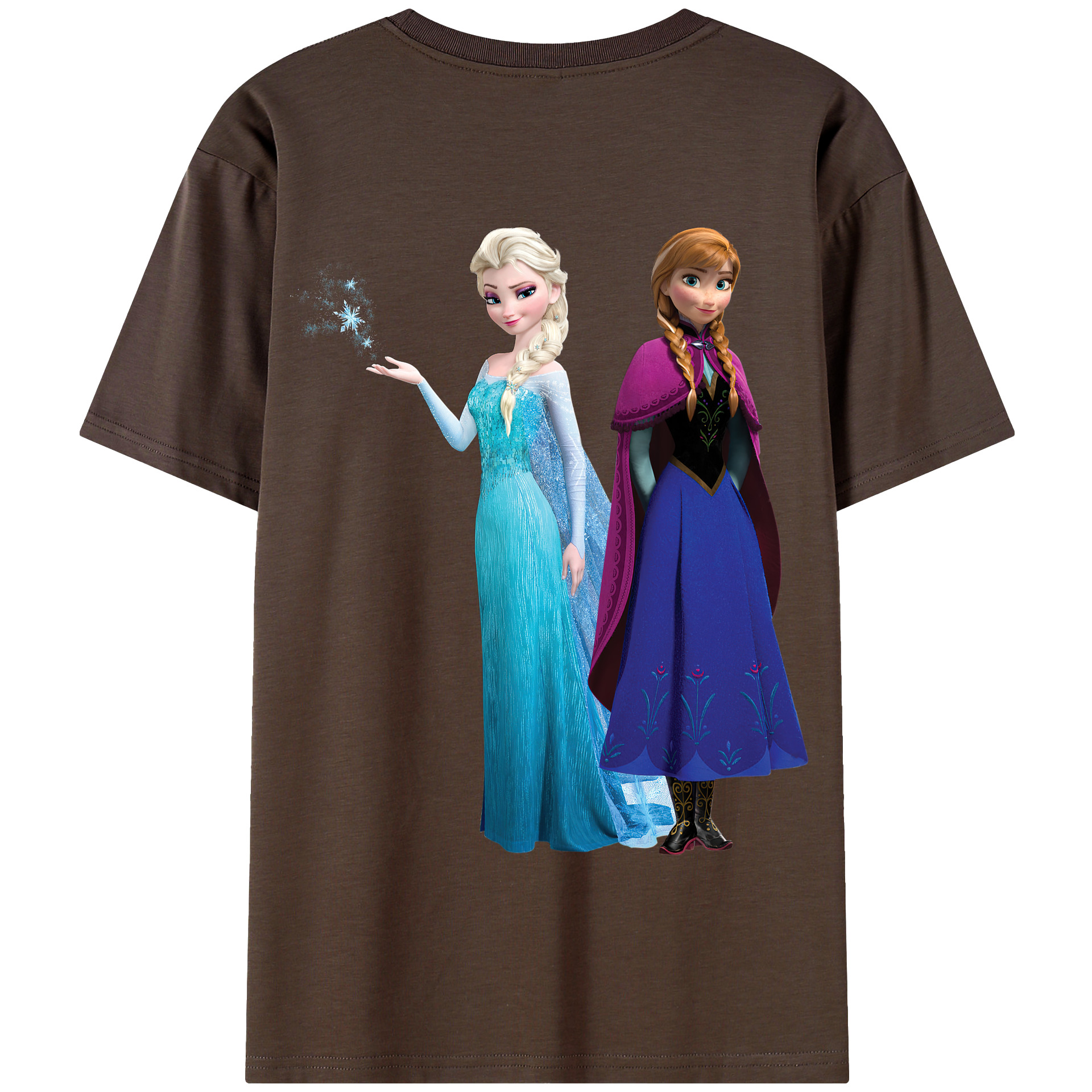 （画像用） アナと雪の女王 アンナ エルサ Frozen Anna Elsa 綿100％半袖Tシャツ（背面プリント）