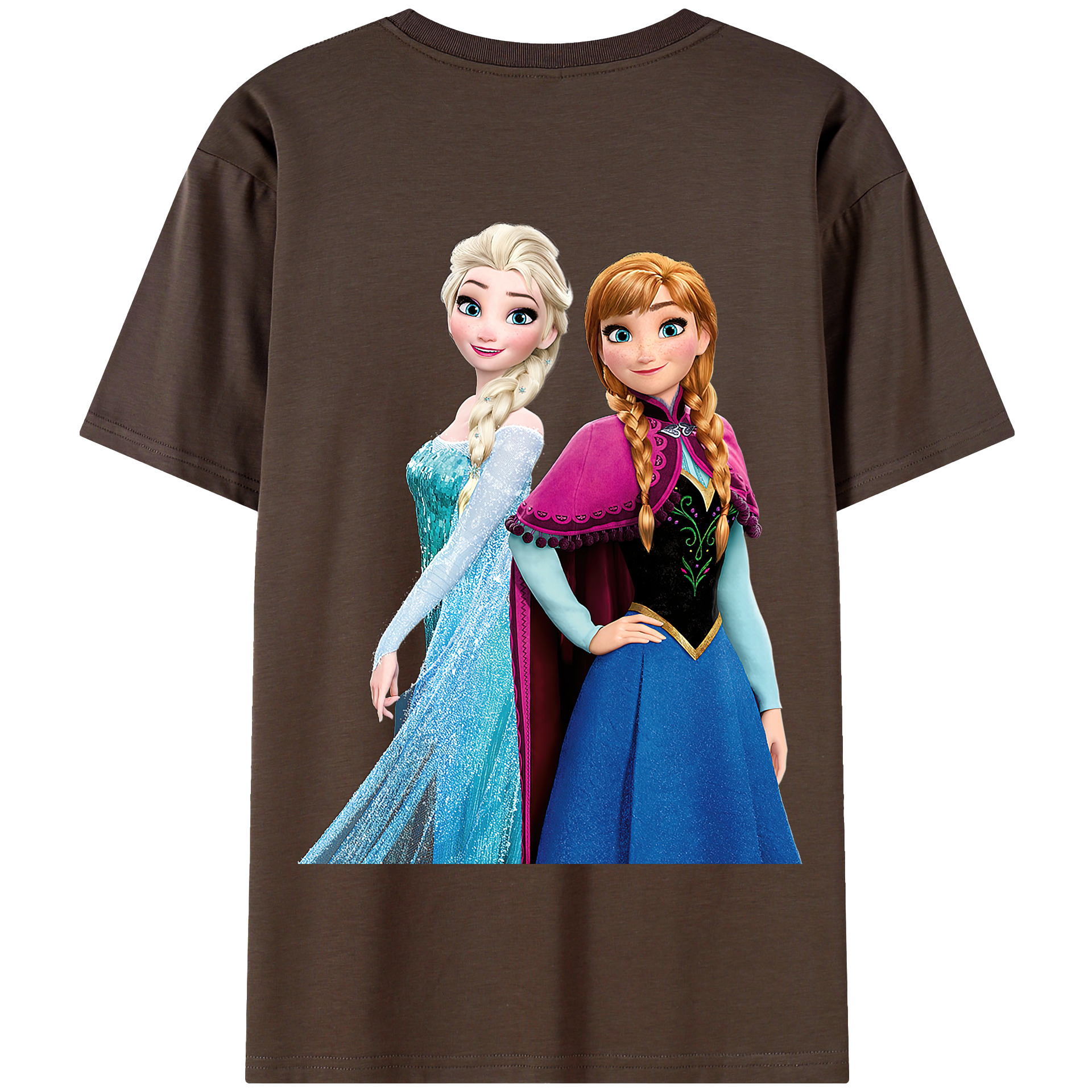 （画像用） アナと雪の女王 アンナ エルサ Frozen Anna Elsa 綿100％半袖Tシャツ（背面プリント）