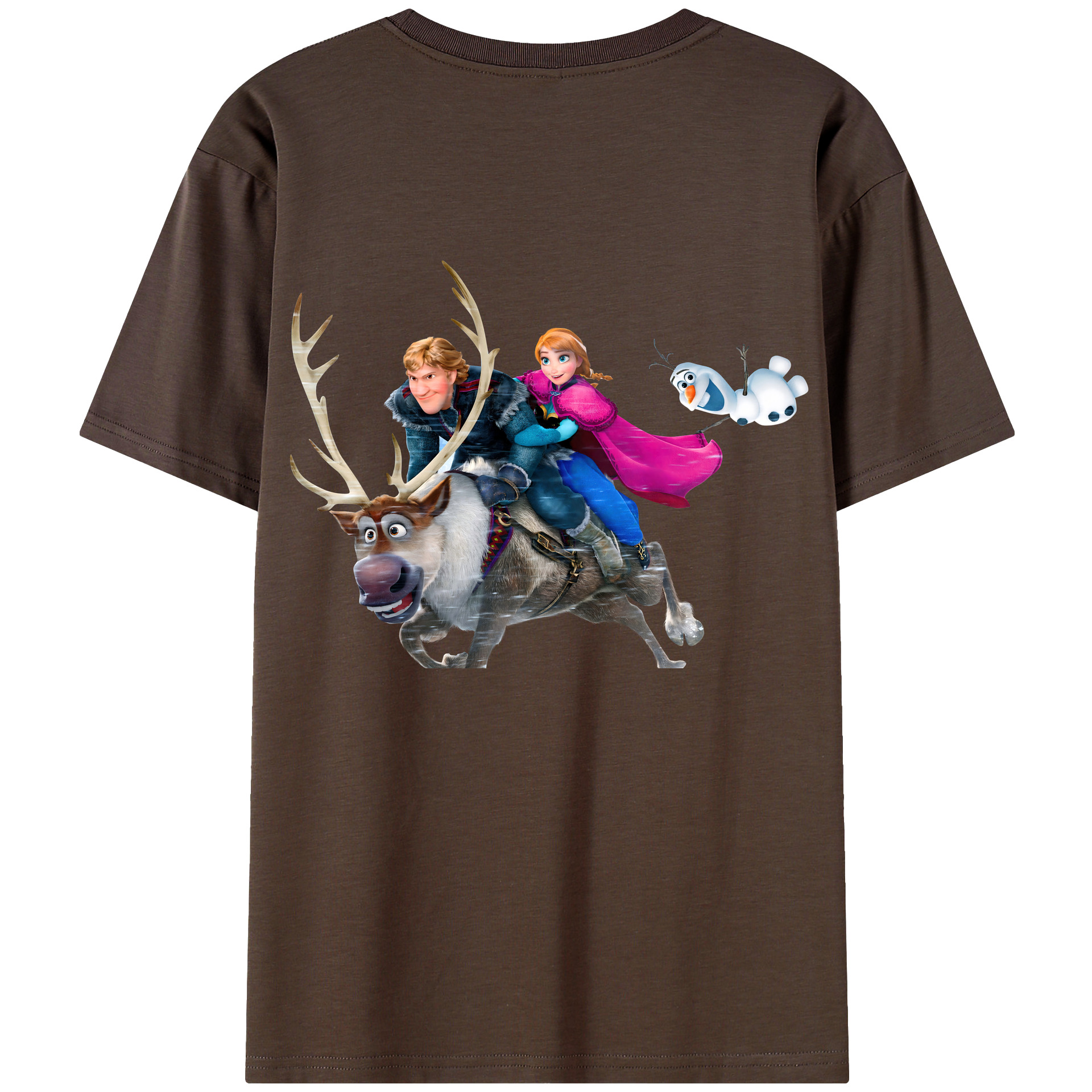 （画像用） アナと雪の女王 アンナ エルサ Frozen Anna Elsa 綿100％半袖Tシャツ（背面プリント）