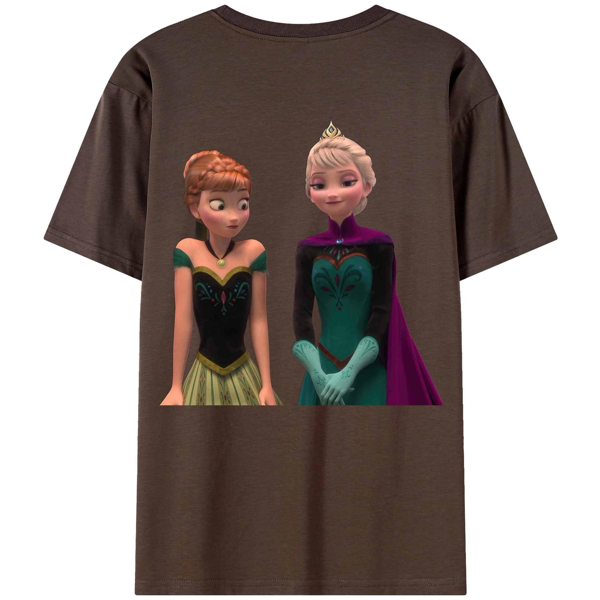 （画像用） アナと雪の女王 アンナ エルサ Frozen Anna Elsa 綿100％半袖Tシャツ（背面プリント）