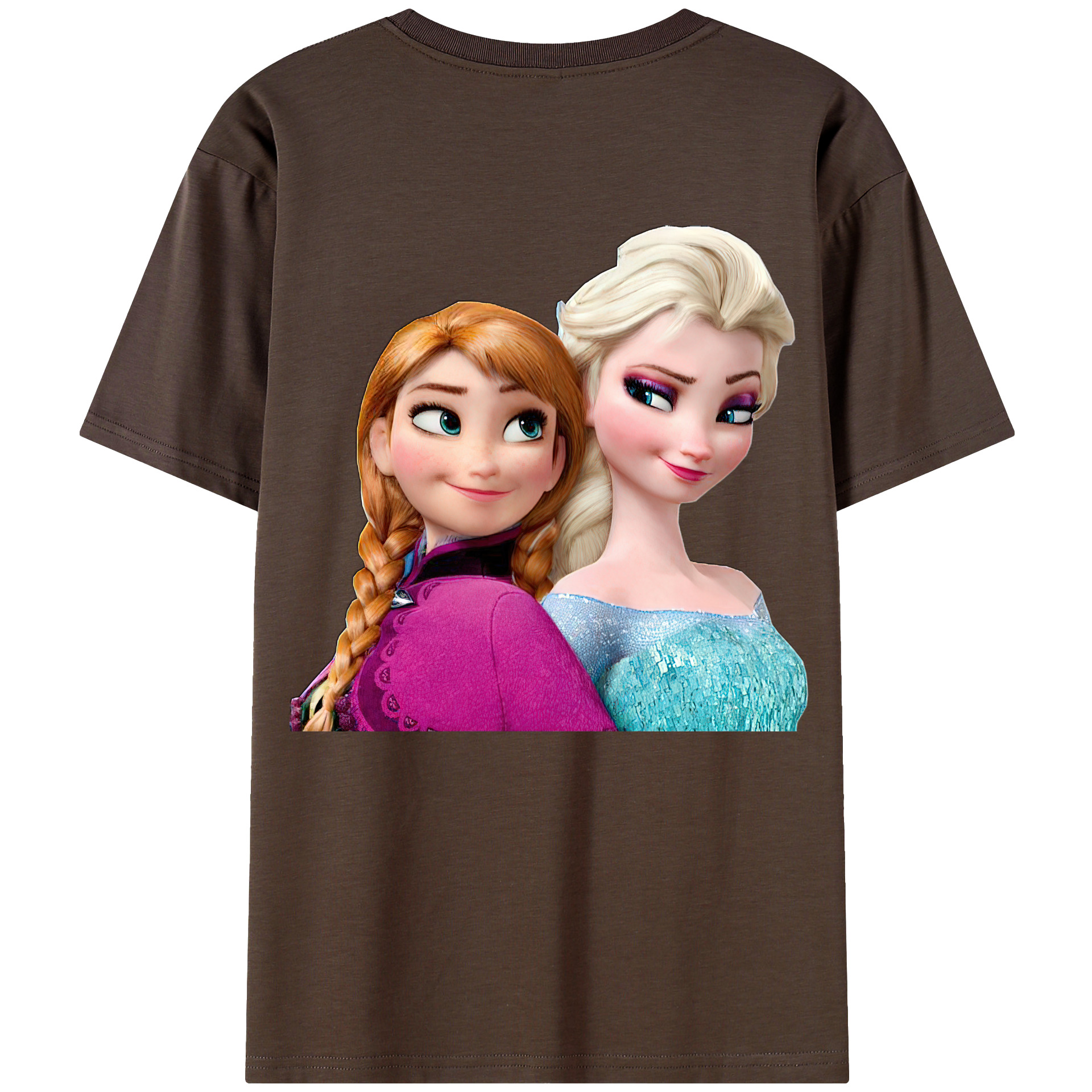 （画像用） アナと雪の女王 アンナ エルサ Frozen Anna Elsa 綿100％半袖Tシャツ（背面プリント）