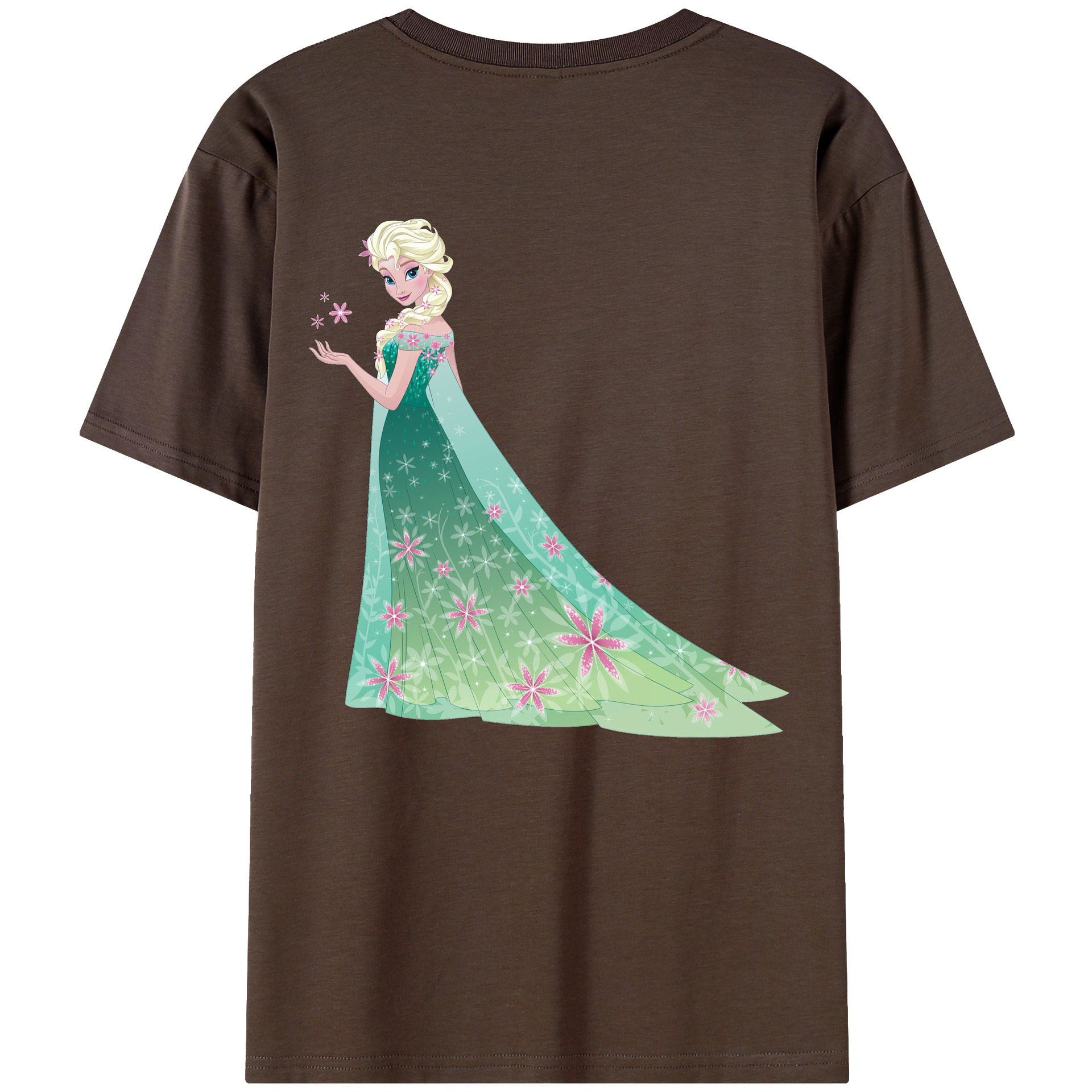 （画像用） アナと雪の女王 アンナ エルサ Frozen Anna Elsa 綿100％半袖Tシャツ（背面プリント）