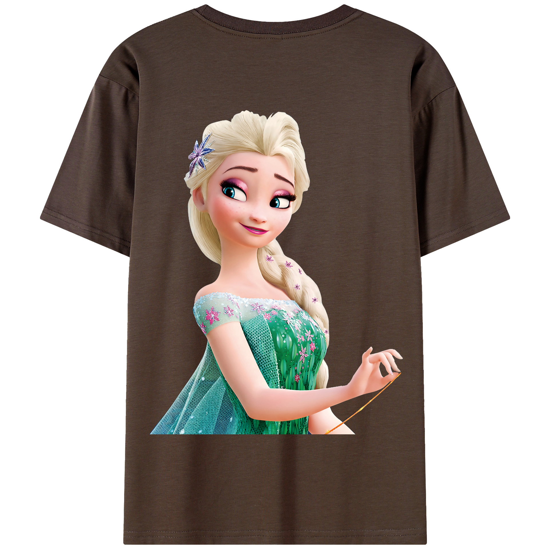（画像用） アナと雪の女王 アンナ エルサ Frozen Anna Elsa 綿100％半袖Tシャツ（背面プリント）