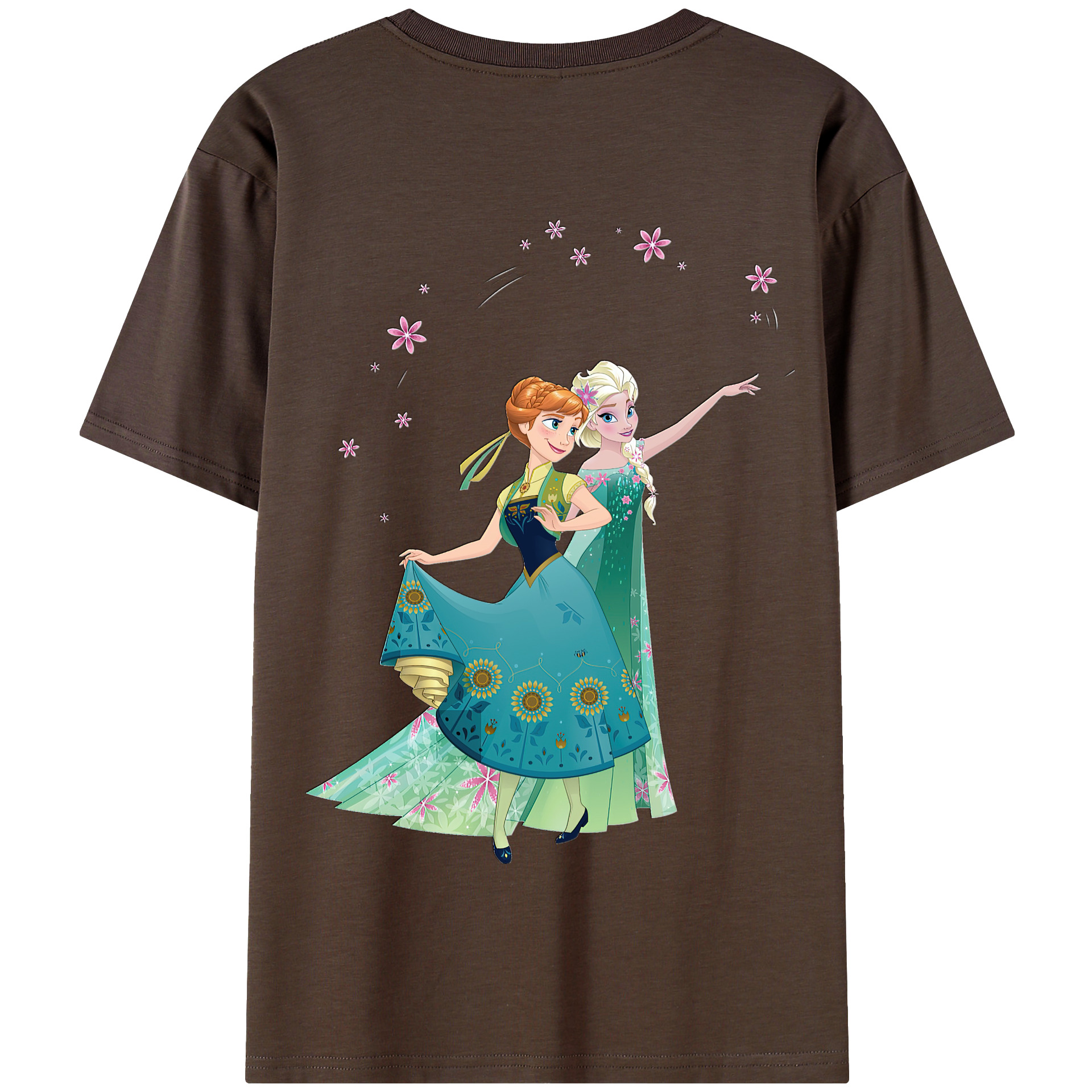（画像用） アナと雪の女王 アンナ エルサ Frozen Anna Elsa 綿100％半袖Tシャツ（背面プリント）