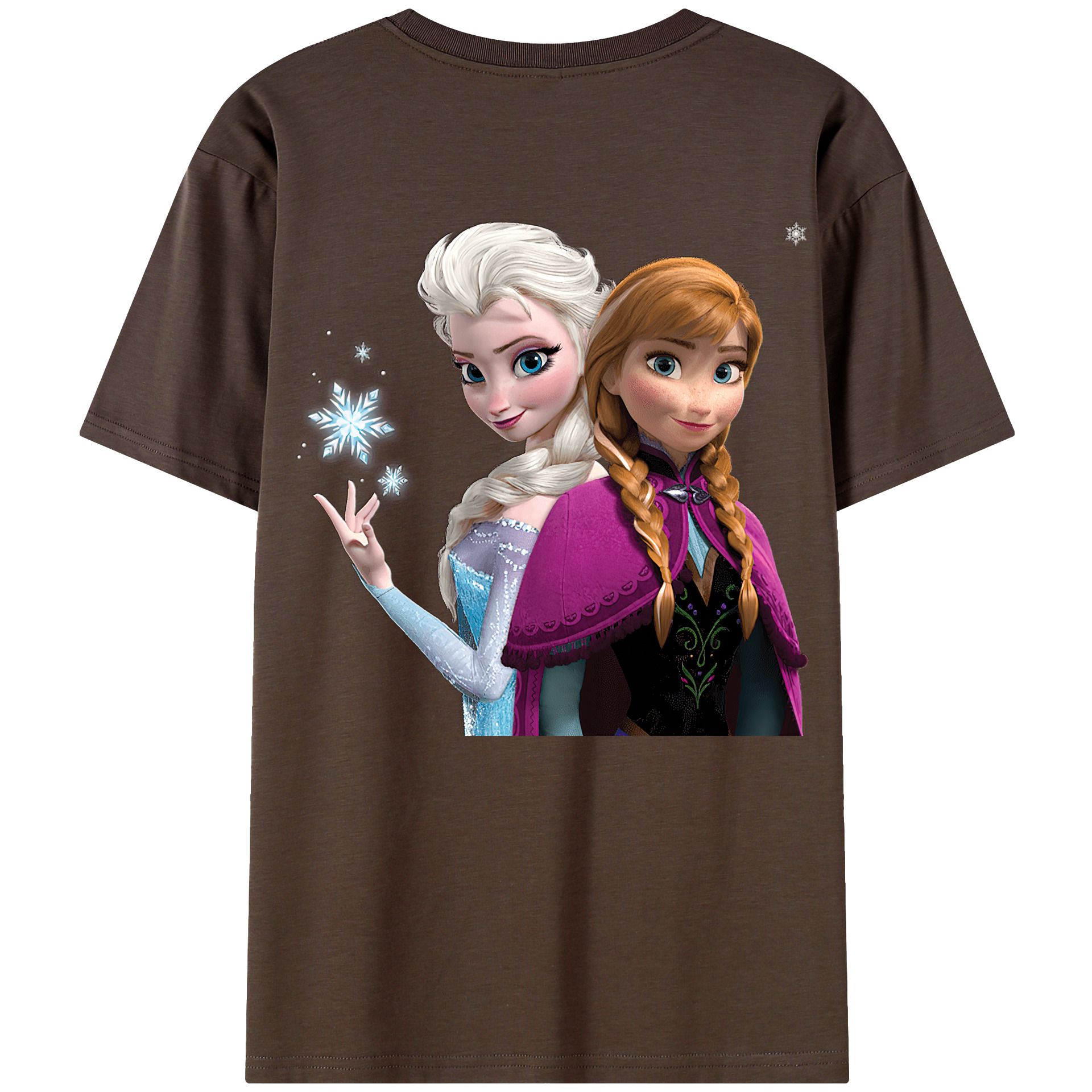 （画像用） アナと雪の女王 アンナ エルサ Frozen Anna Elsa 綿100％半袖Tシャツ（背面プリント）