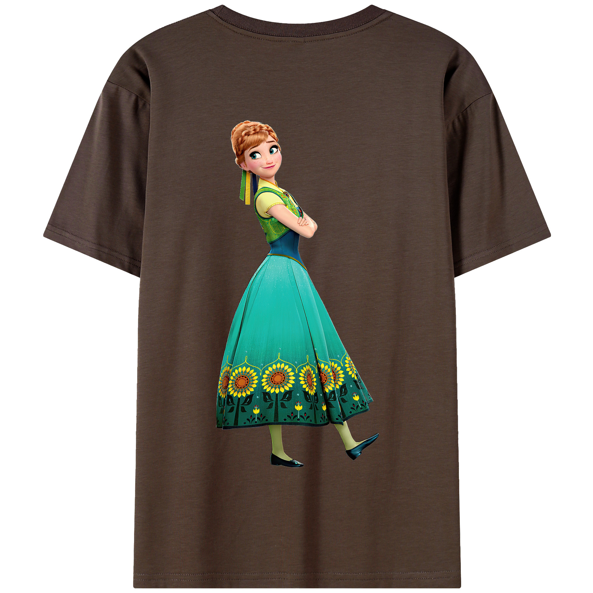 （画像用） アナと雪の女王 アンナ エルサ Frozen Anna Elsa 綿100％半袖Tシャツ（背面プリント）