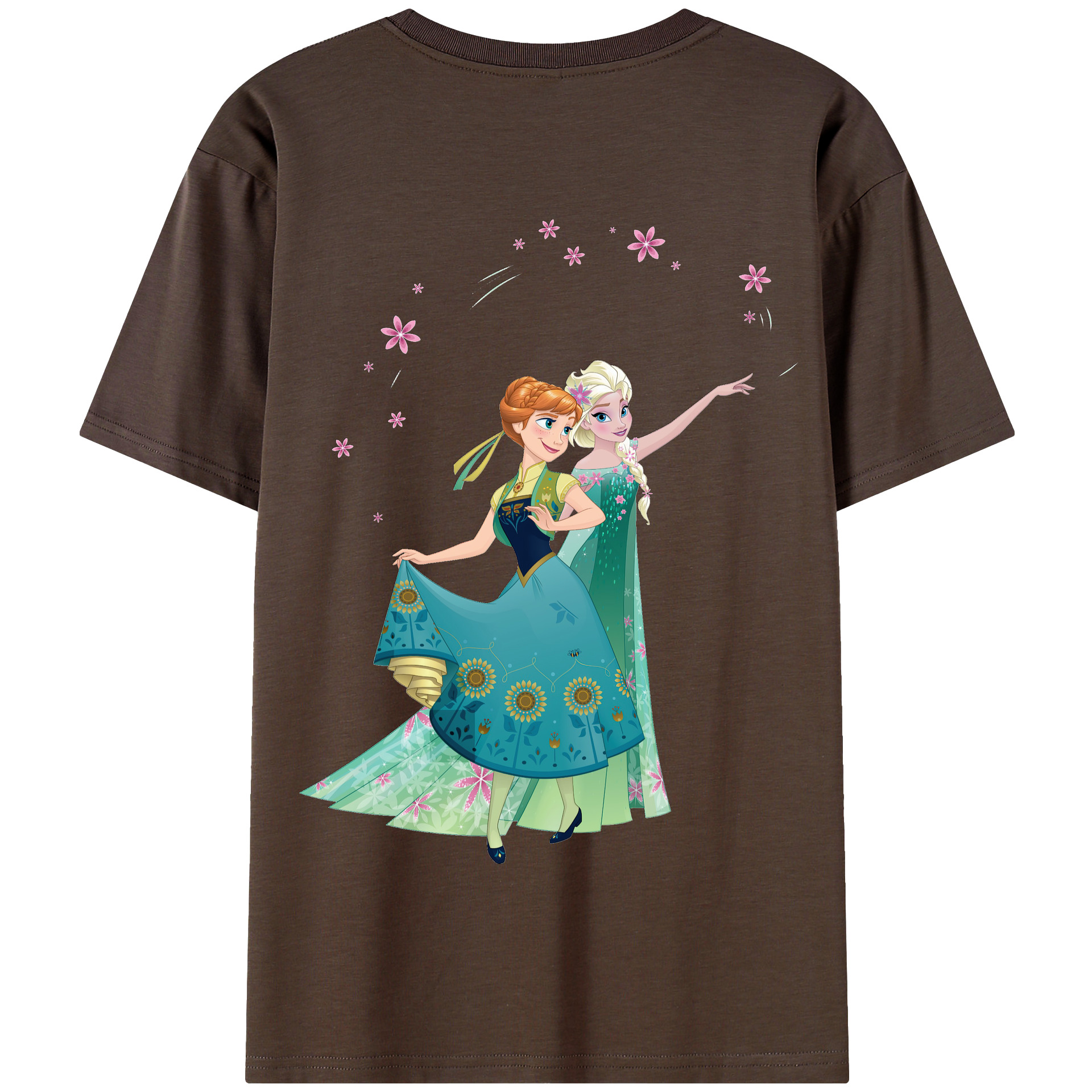 （画像用） アナと雪の女王 アンナ エルサ Frozen Anna Elsa 綿100％半袖Tシャツ（背面プリント）