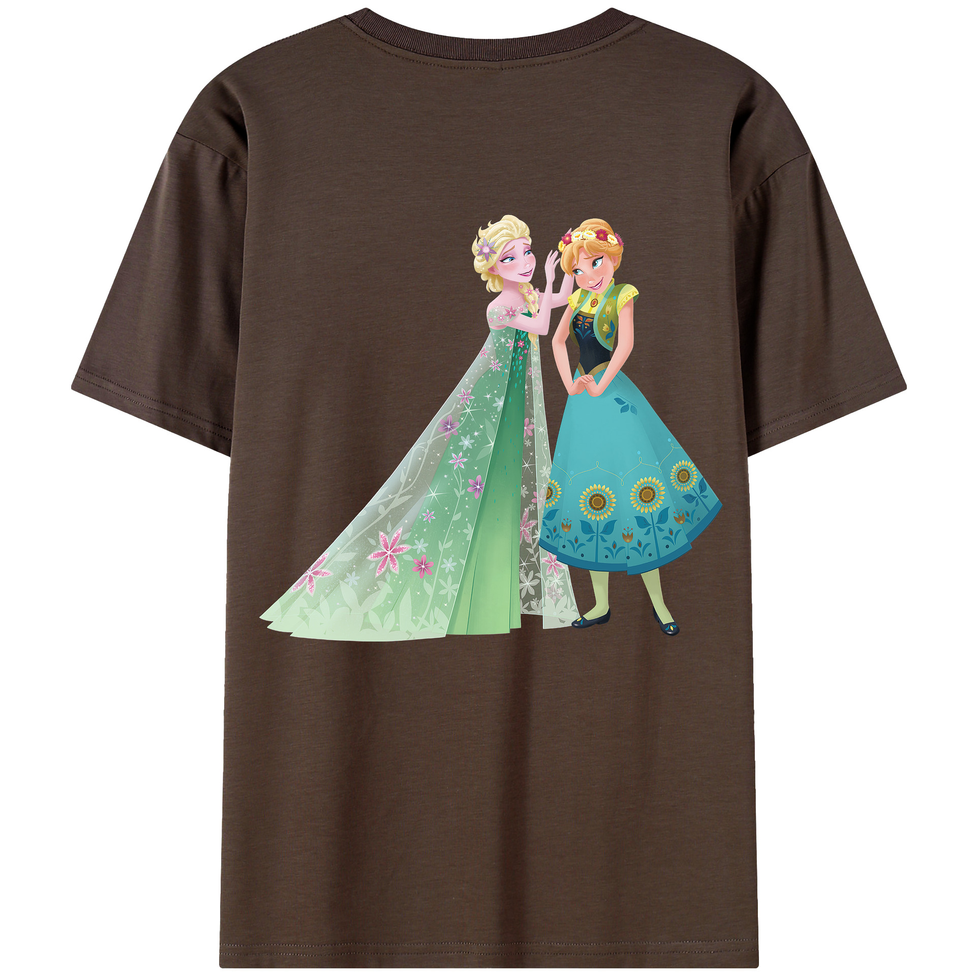 （画像用） アナと雪の女王 アンナ エルサ Frozen Anna Elsa 綿100％半袖Tシャツ（背面プリント）