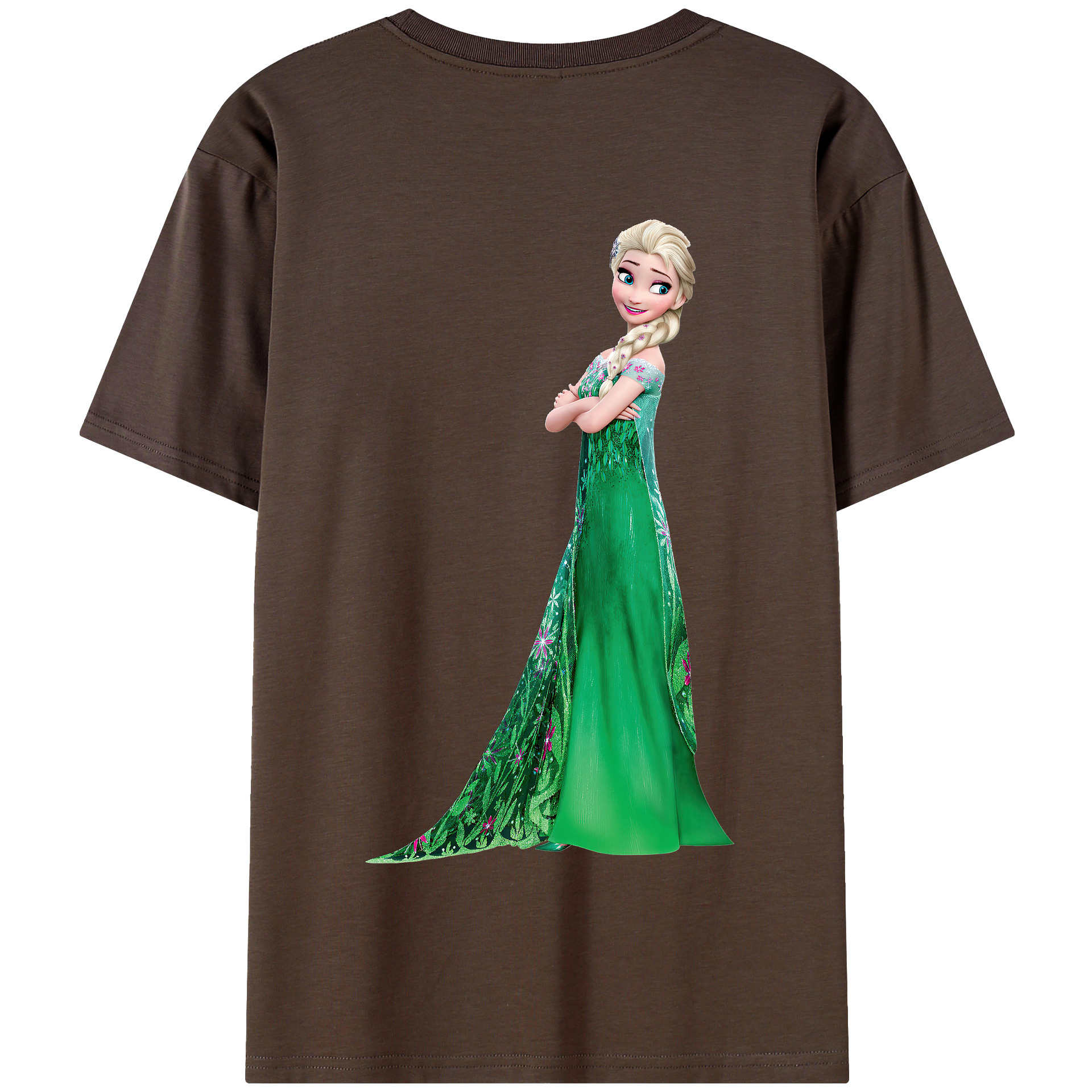 （画像用） アナと雪の女王 アンナ エルサ Frozen Anna Elsa 綿100％半袖Tシャツ（背面プリント）