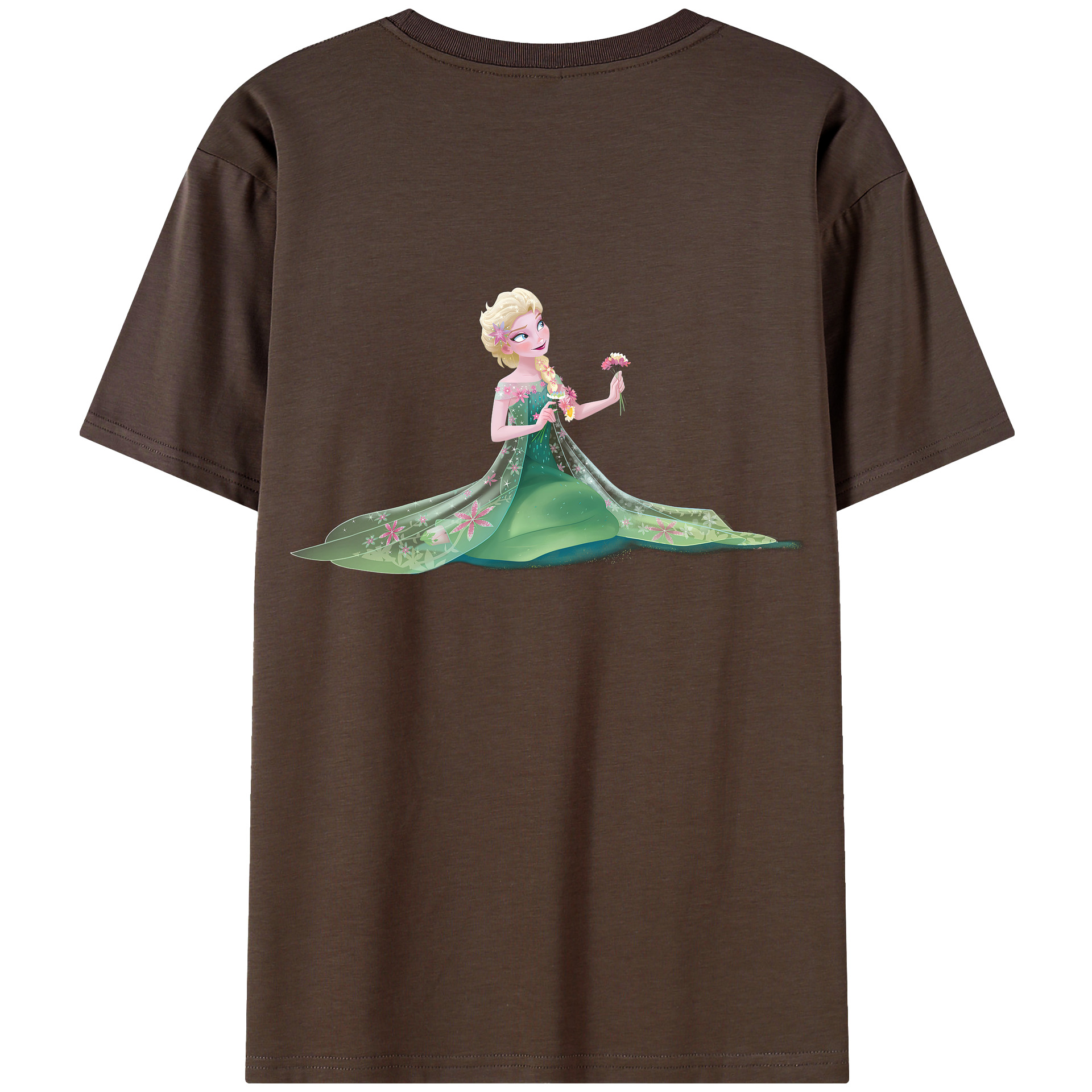 （画像用） アナと雪の女王 アンナ エルサ Frozen Anna Elsa 綿100％半袖Tシャツ（背面プリント）
