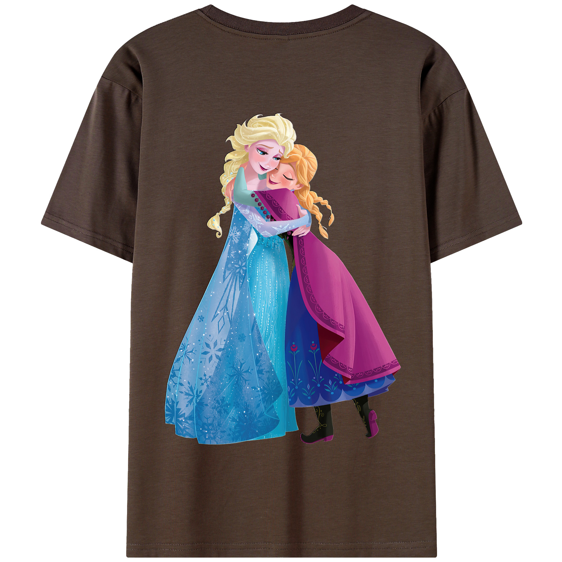 （画像用） アナと雪の女王 アンナ エルサ Frozen Anna Elsa 綿100％半袖Tシャツ（背面プリント）