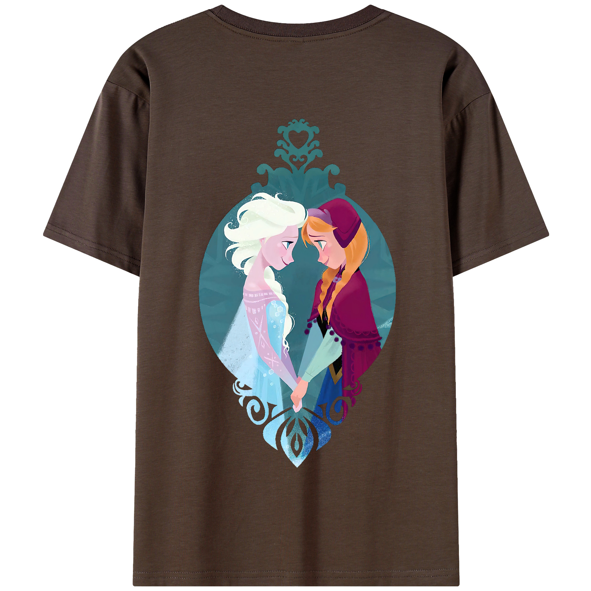 （画像用） アナと雪の女王 アンナ エルサ Frozen Anna Elsa 綿100％半袖Tシャツ（背面プリント）