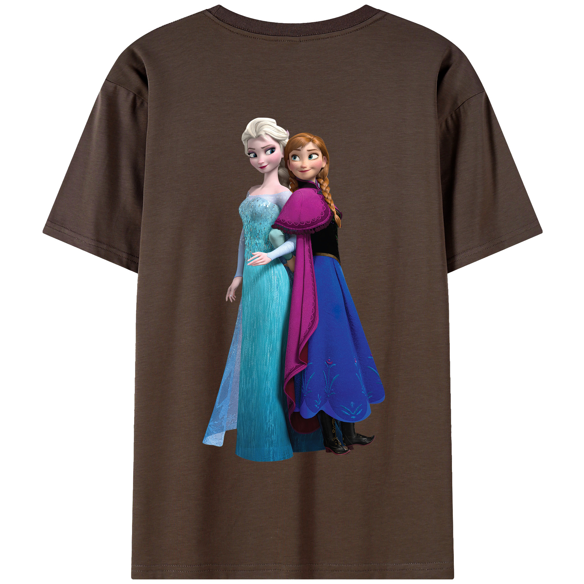 （画像用） アナと雪の女王 アンナ エルサ Frozen Anna Elsa 綿100％半袖Tシャツ（背面プリント）