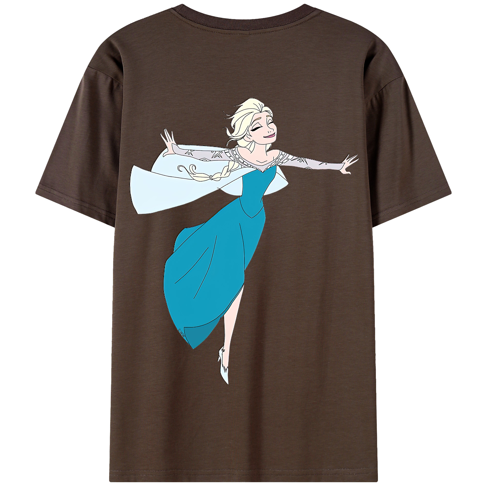 （画像用） アナと雪の女王 アンナ エルサ Frozen Anna Elsa 綿100％半袖Tシャツ（背面プリント）