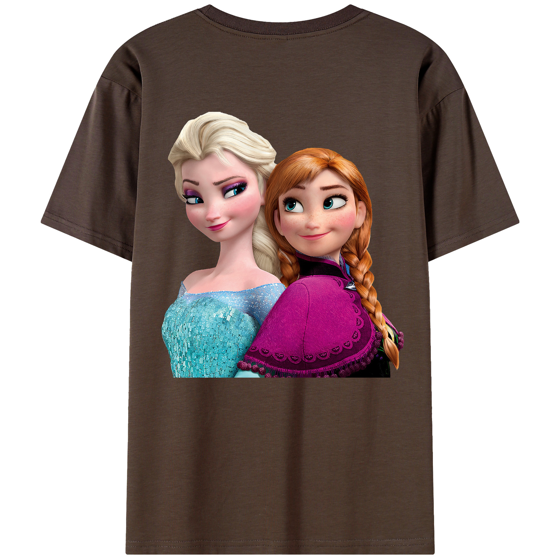 （画像用） アナと雪の女王 アンナ エルサ Frozen Anna Elsa 綿100％半袖Tシャツ（背面プリント）