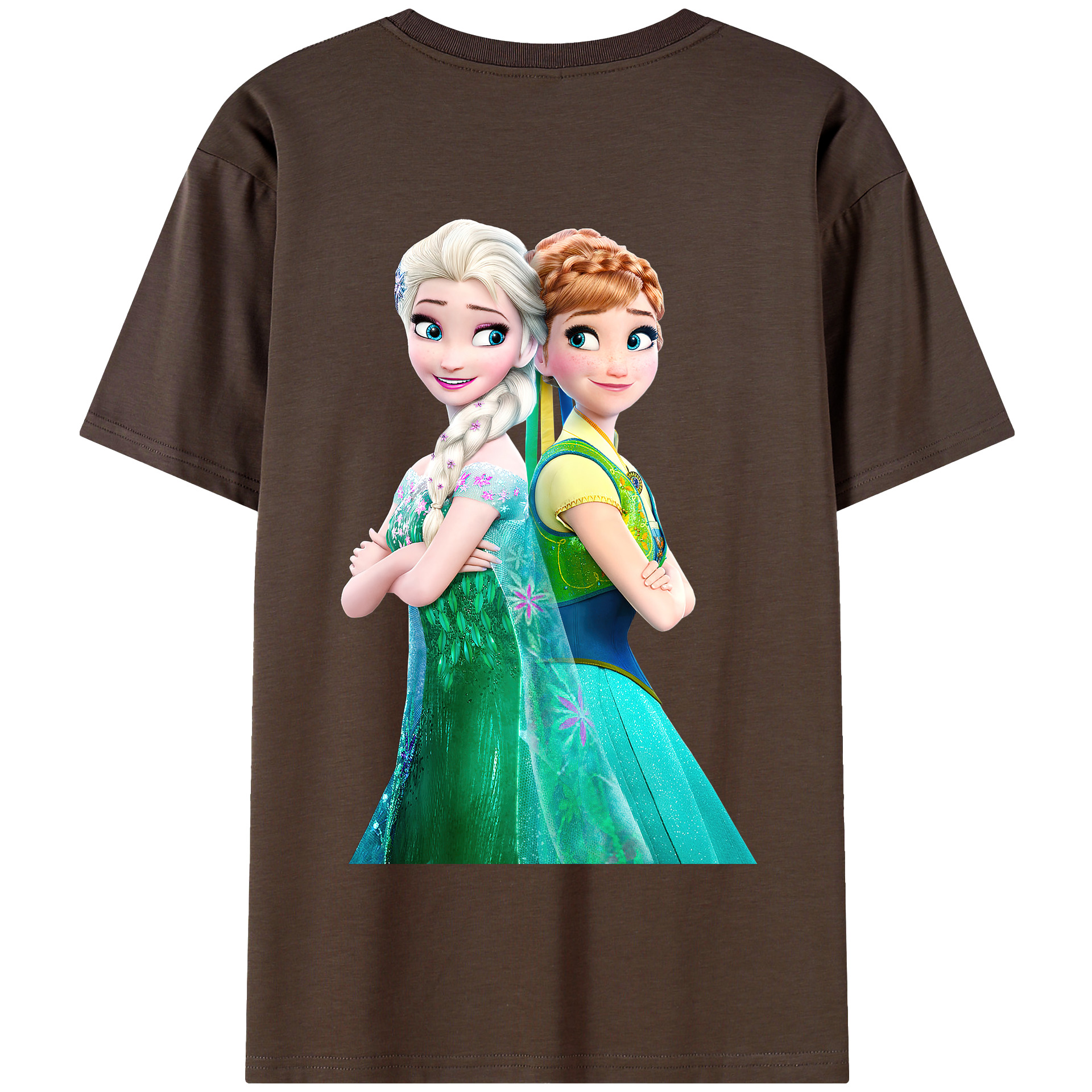 （画像用） アナと雪の女王 アンナ エルサ Frozen Anna Elsa 綿100％半袖Tシャツ（背面プリント）