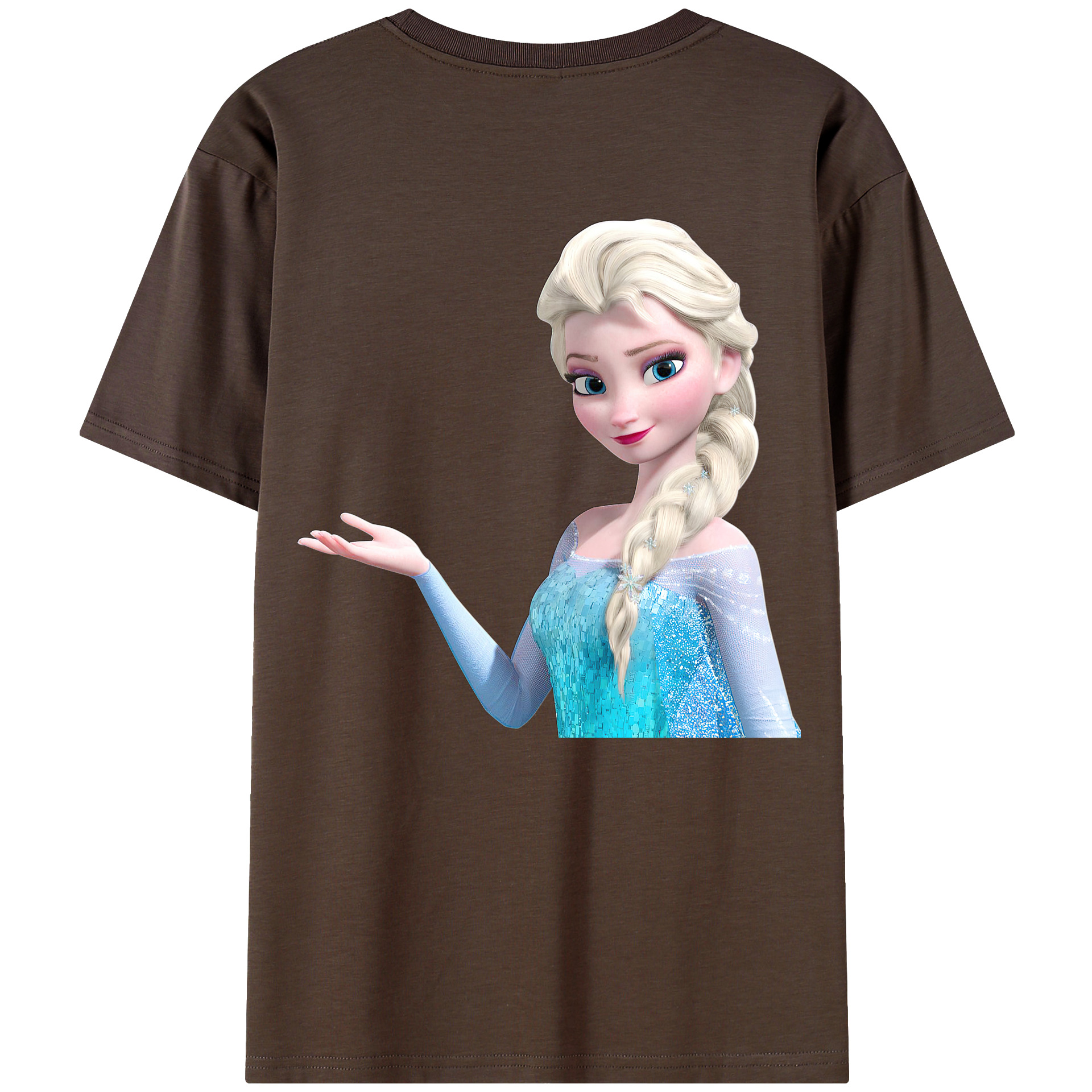 （画像用） アナと雪の女王 アンナ エルサ Frozen Anna Elsa 綿100％半袖Tシャツ（背面プリント）