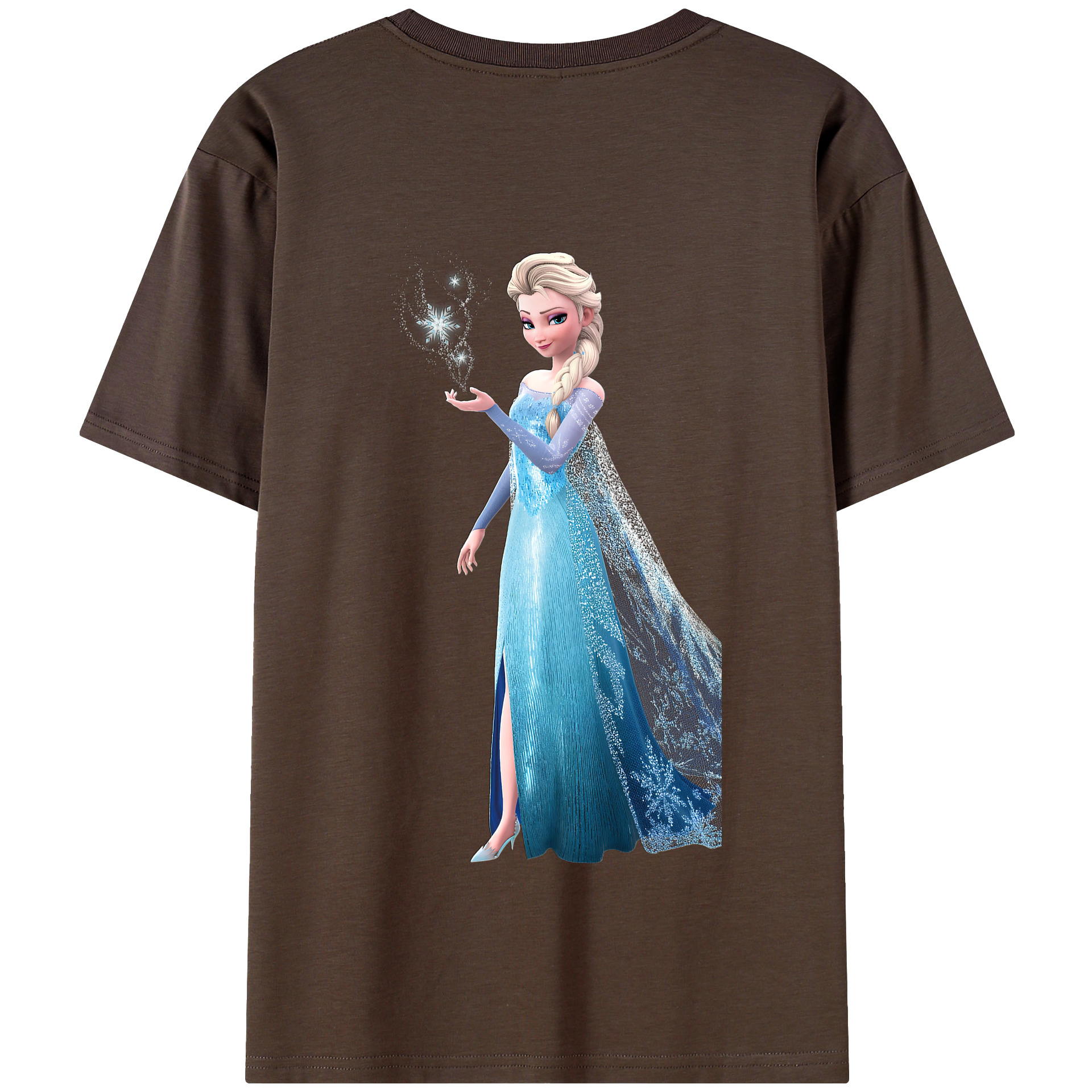 （画像用） アナと雪の女王 アンナ エルサ Frozen Anna Elsa 綿100％半袖Tシャツ（背面プリント）