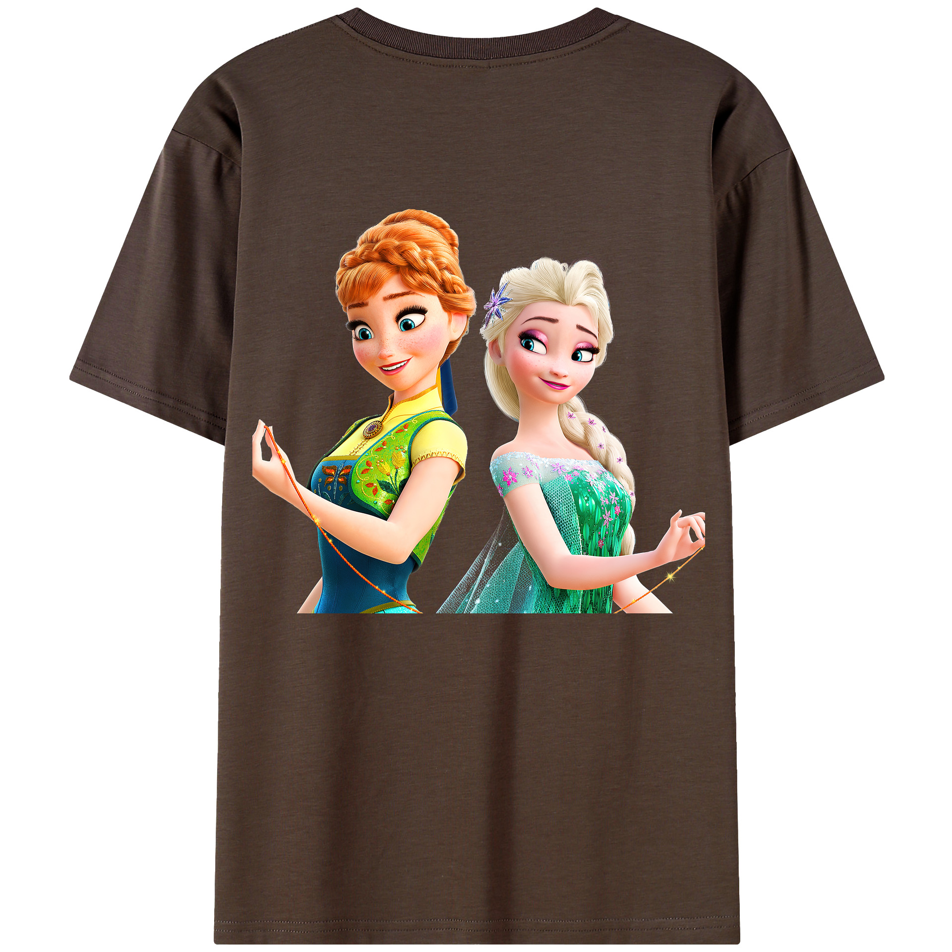 （画像用） アナと雪の女王 アンナ エルサ Frozen Anna Elsa 綿100％半袖Tシャツ（背面プリント）