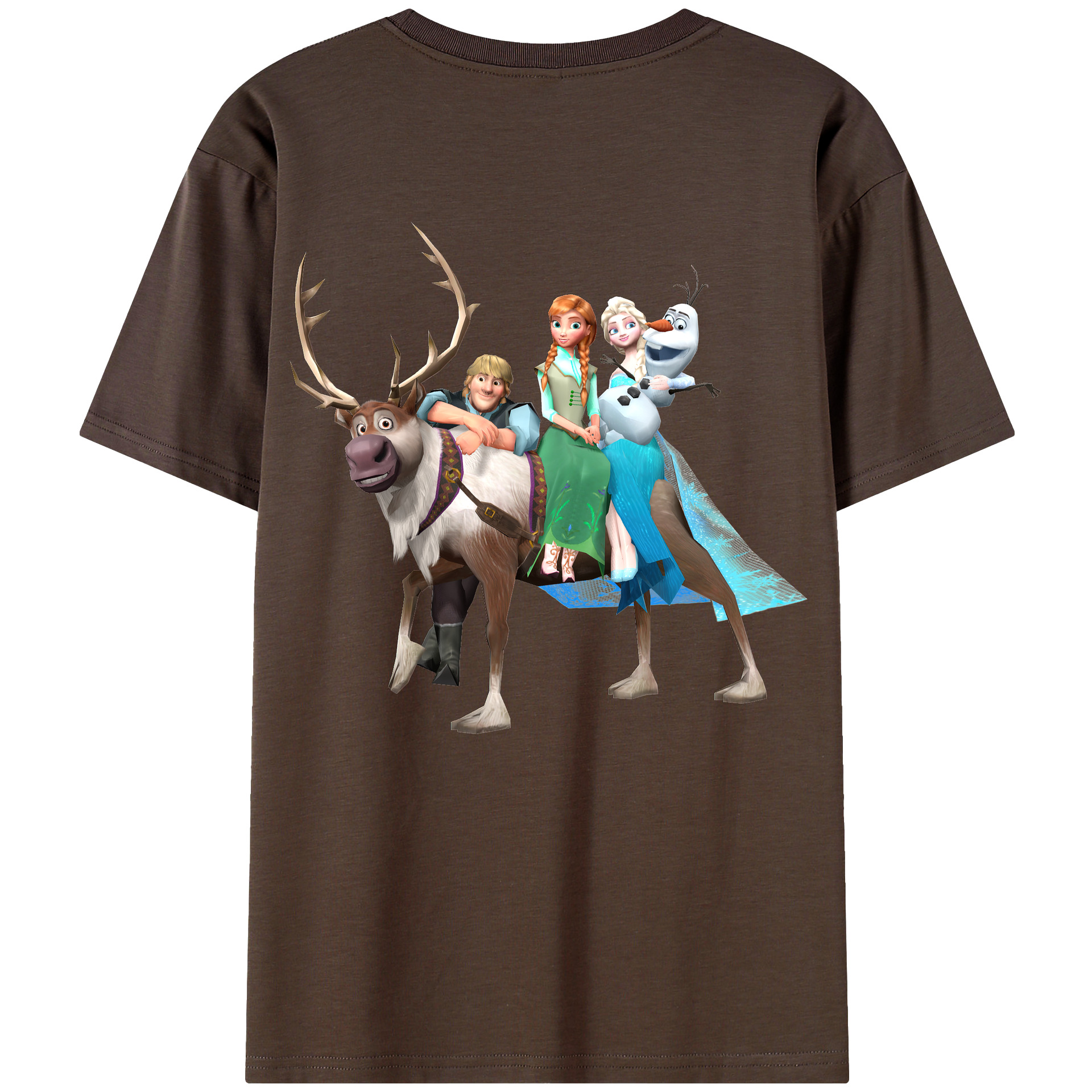 （画像用） アナと雪の女王 アンナ エルサ Frozen Anna Elsa 綿100％半袖Tシャツ（背面プリント）