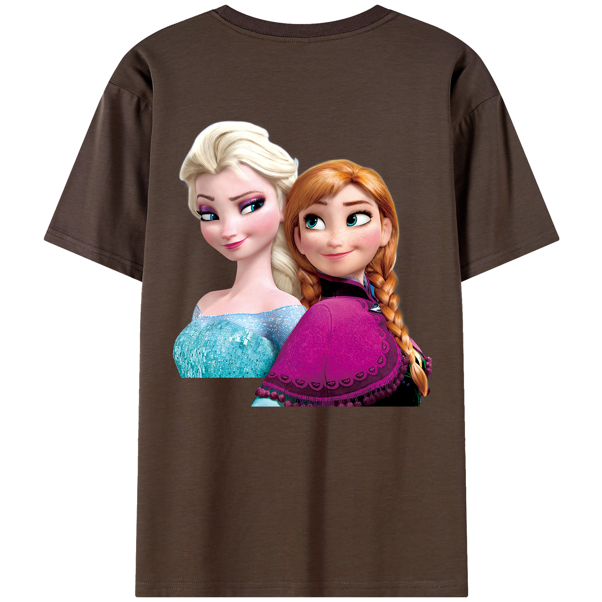 （画像用） アナと雪の女王 アンナ エルサ Frozen Anna Elsa 綿100％半袖Tシャツ（背面プリント）