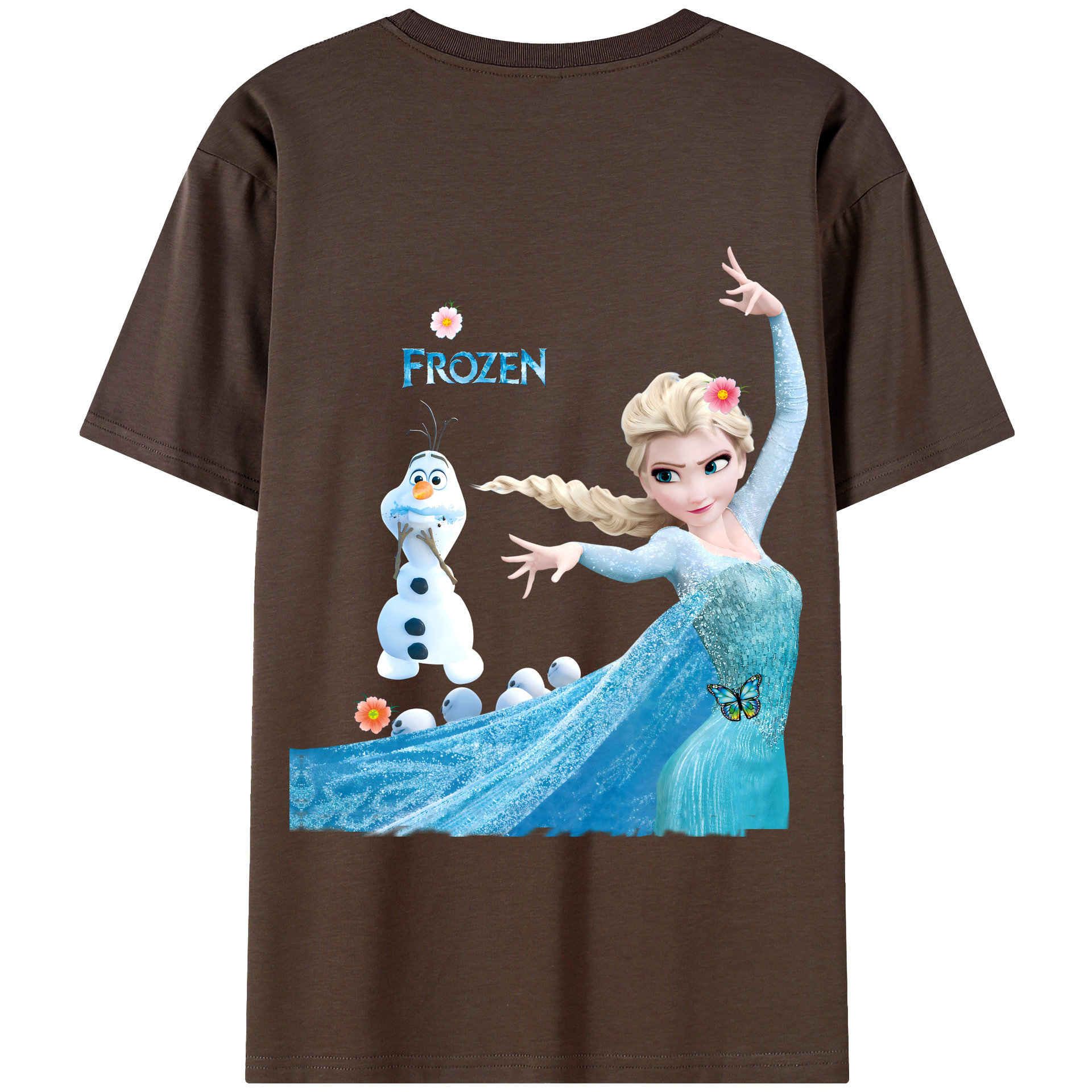 （画像用） アナと雪の女王 アンナ エルサ Frozen Anna Elsa 綿100％半袖Tシャツ（背面プリント）