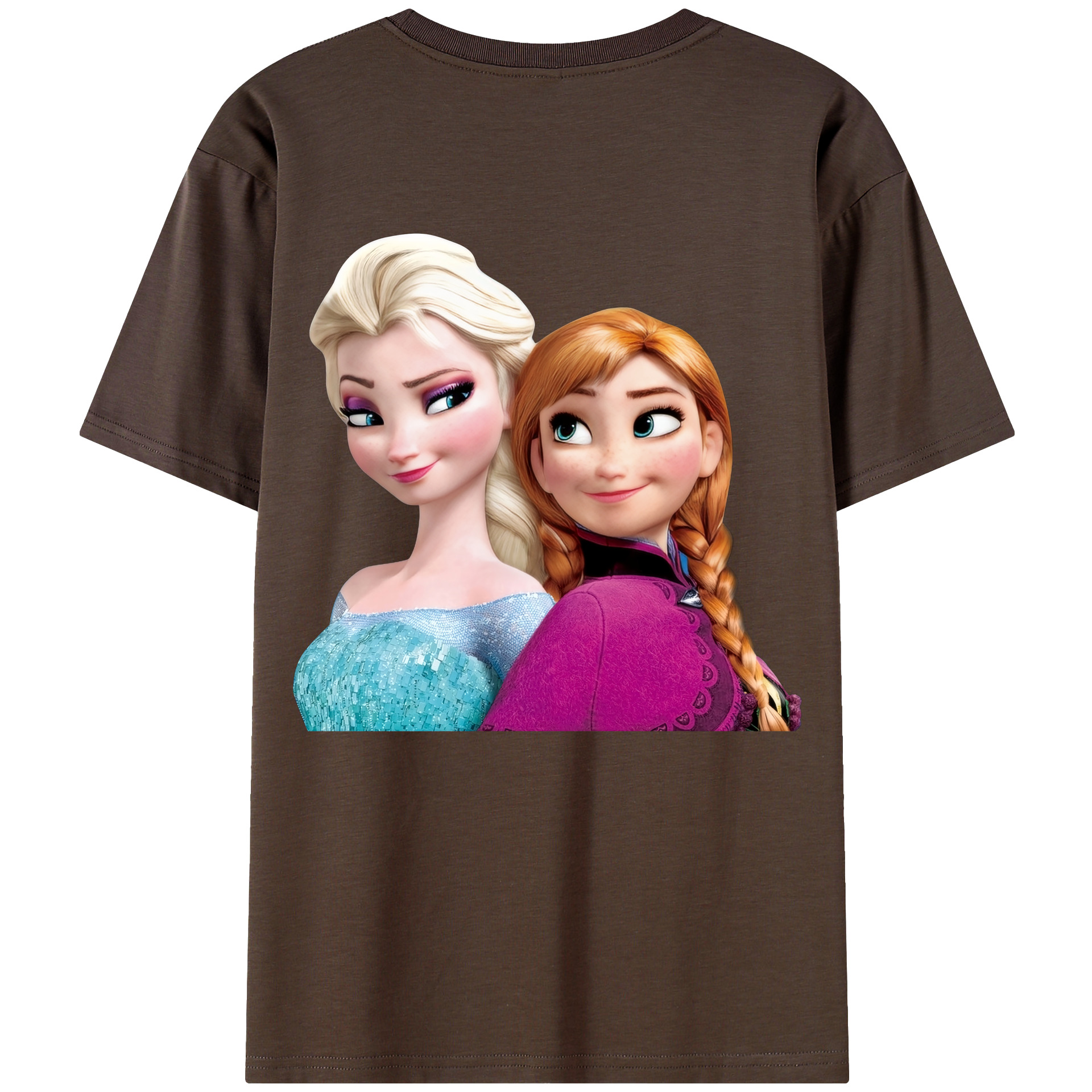 （画像用） アナと雪の女王 アンナ エルサ Frozen Anna Elsa 綿100％半袖Tシャツ（背面プリント）