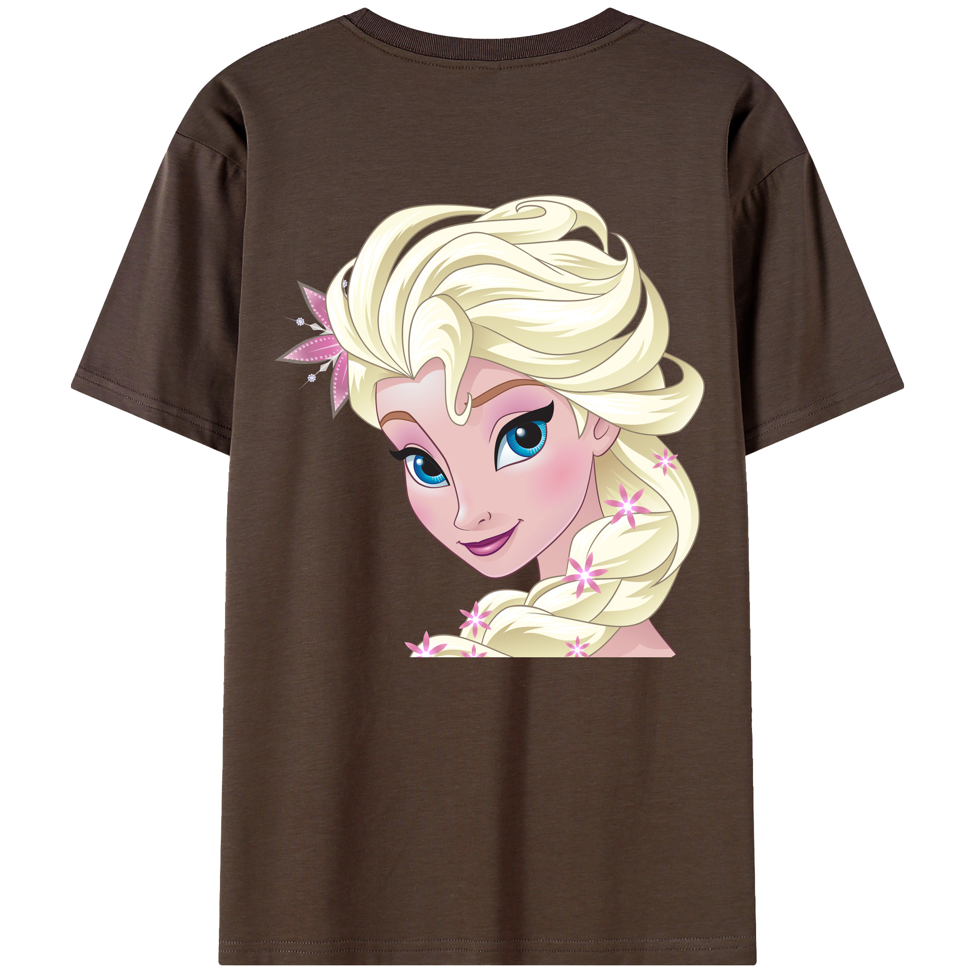 （画像用） アナと雪の女王 アンナ エルサ Frozen Anna Elsa 綿100％半袖Tシャツ（背面プリント）