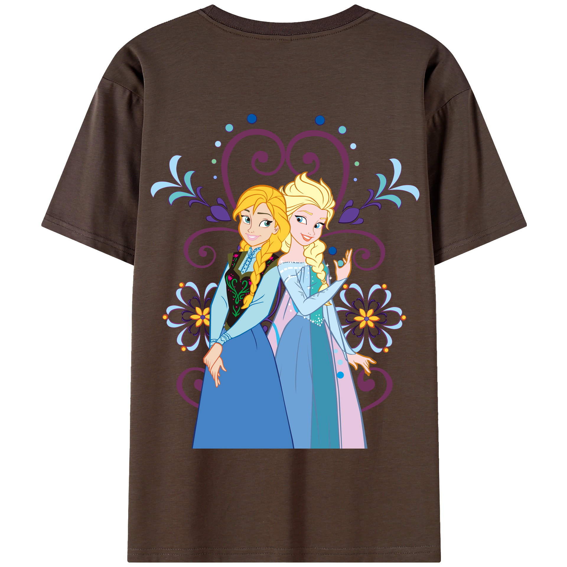 （画像用） アナと雪の女王 アンナ エルサ Frozen Anna Elsa 綿100％半袖Tシャツ（背面プリント）