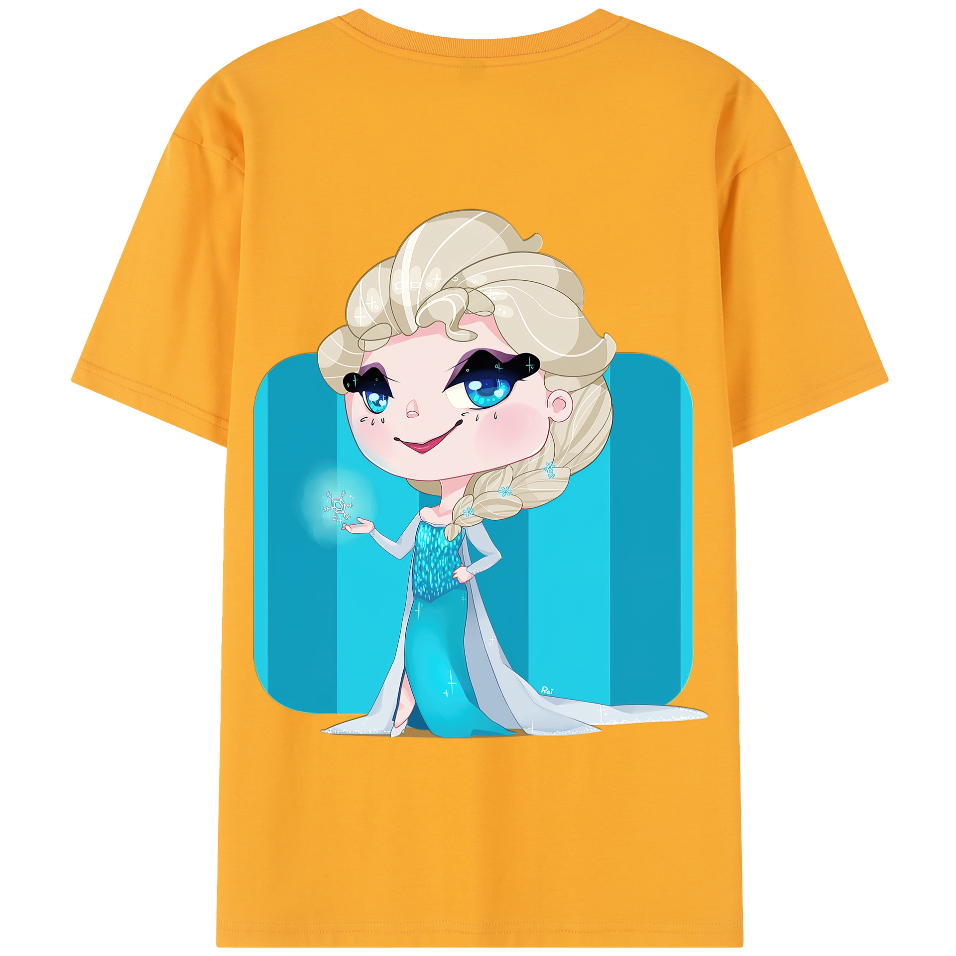 （画像用） アナと雪の女王 アンナ エルサ Frozen Anna Elsa 綿100％半袖Tシャツ（背面プリント）