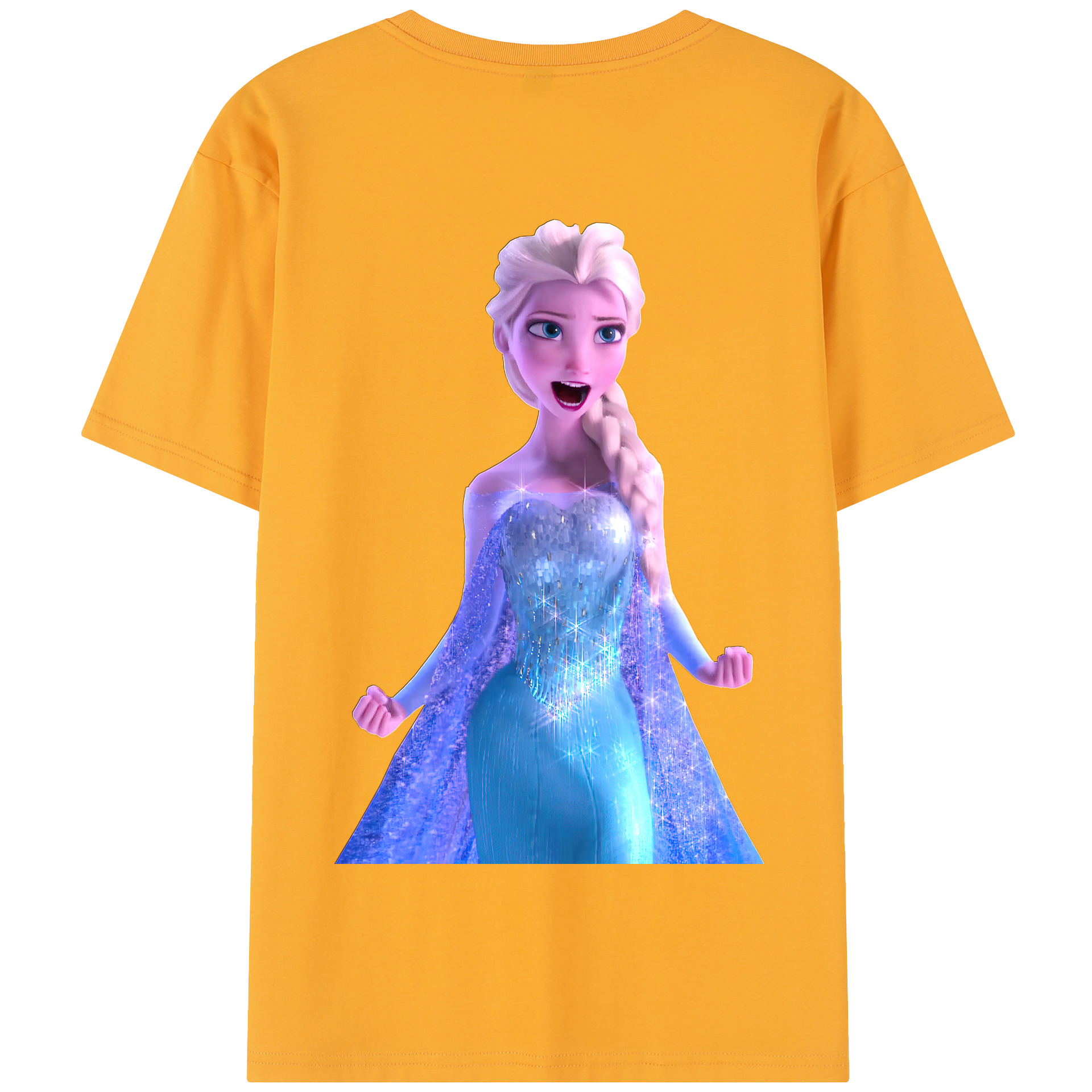 （画像用） アナと雪の女王 アンナ エルサ Frozen Anna Elsa 綿100％半袖Tシャツ（背面プリント）