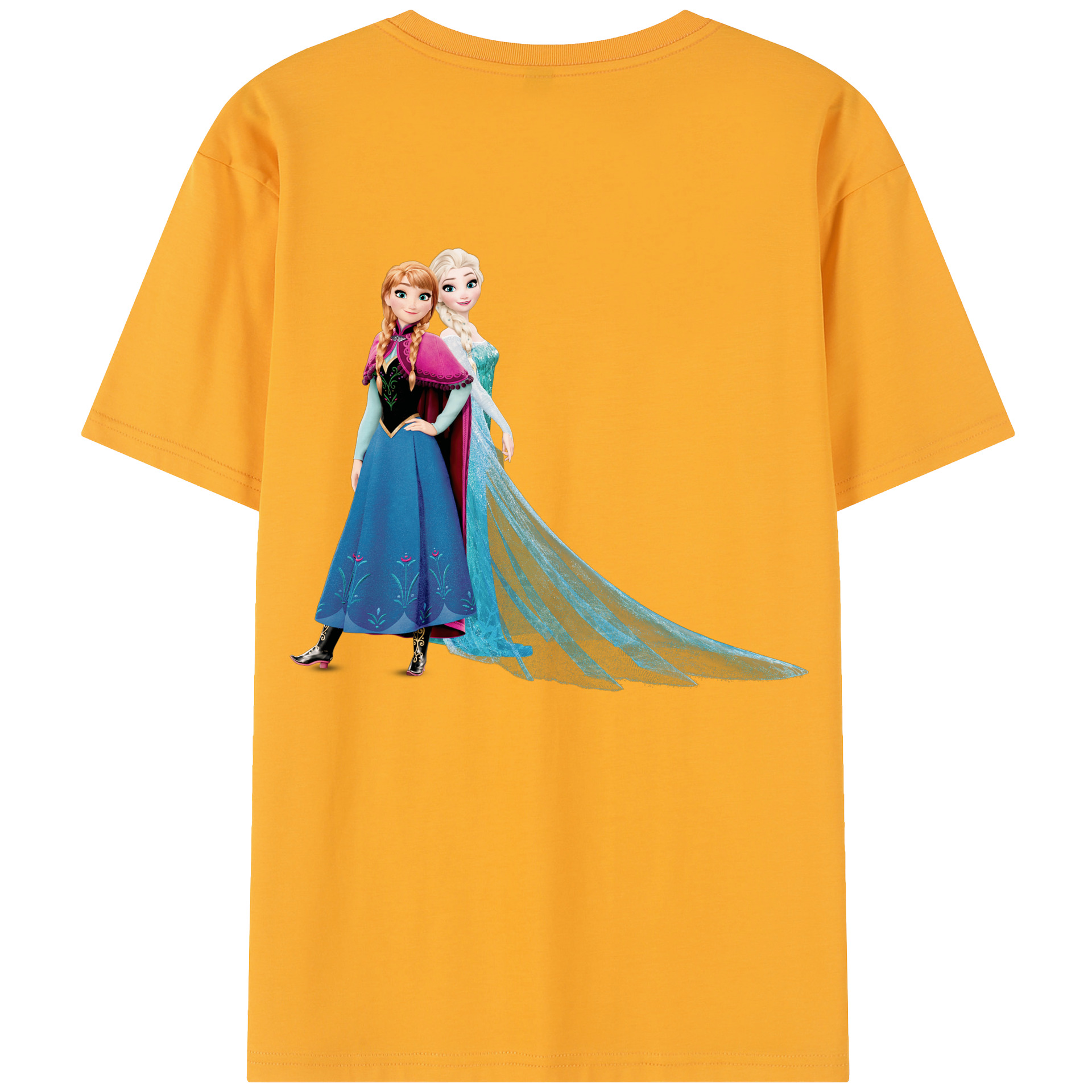（画像用） アナと雪の女王 アンナ エルサ Frozen Anna Elsa 綿100％半袖Tシャツ（背面プリント）