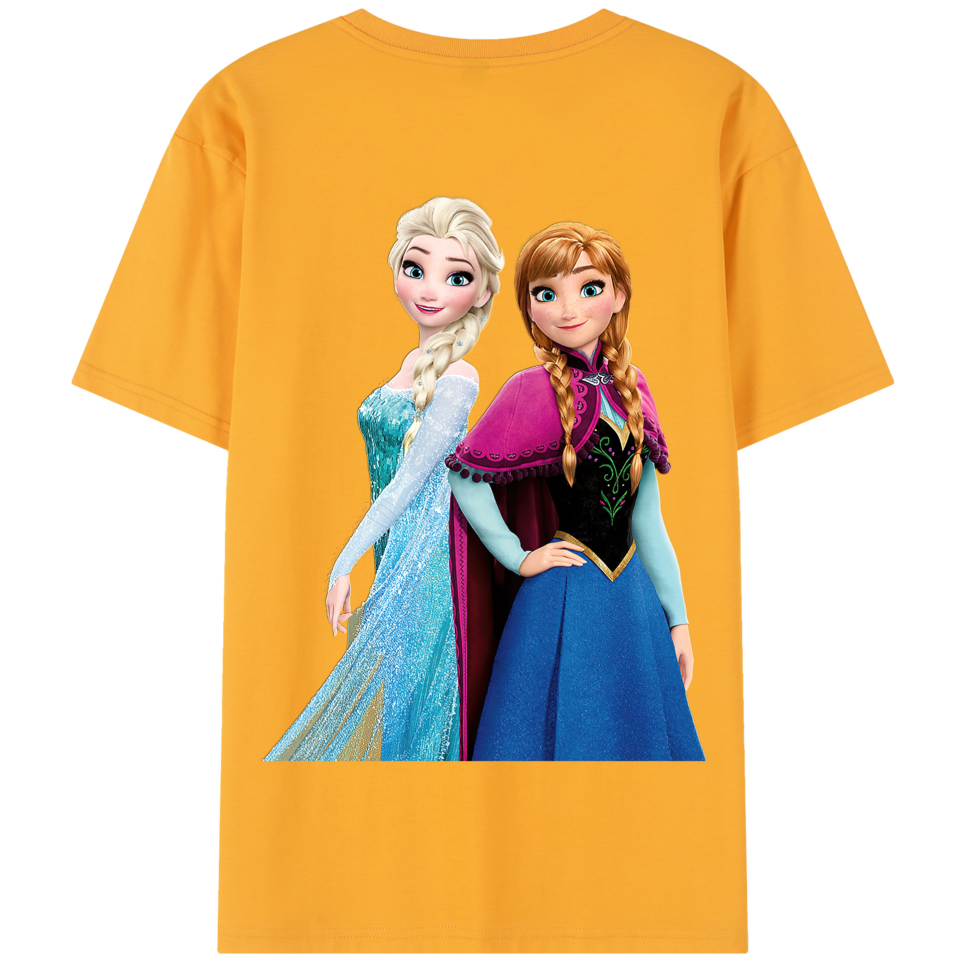 （画像用） アナと雪の女王 アンナ エルサ Frozen Anna Elsa 綿100％半袖Tシャツ（背面プリント）