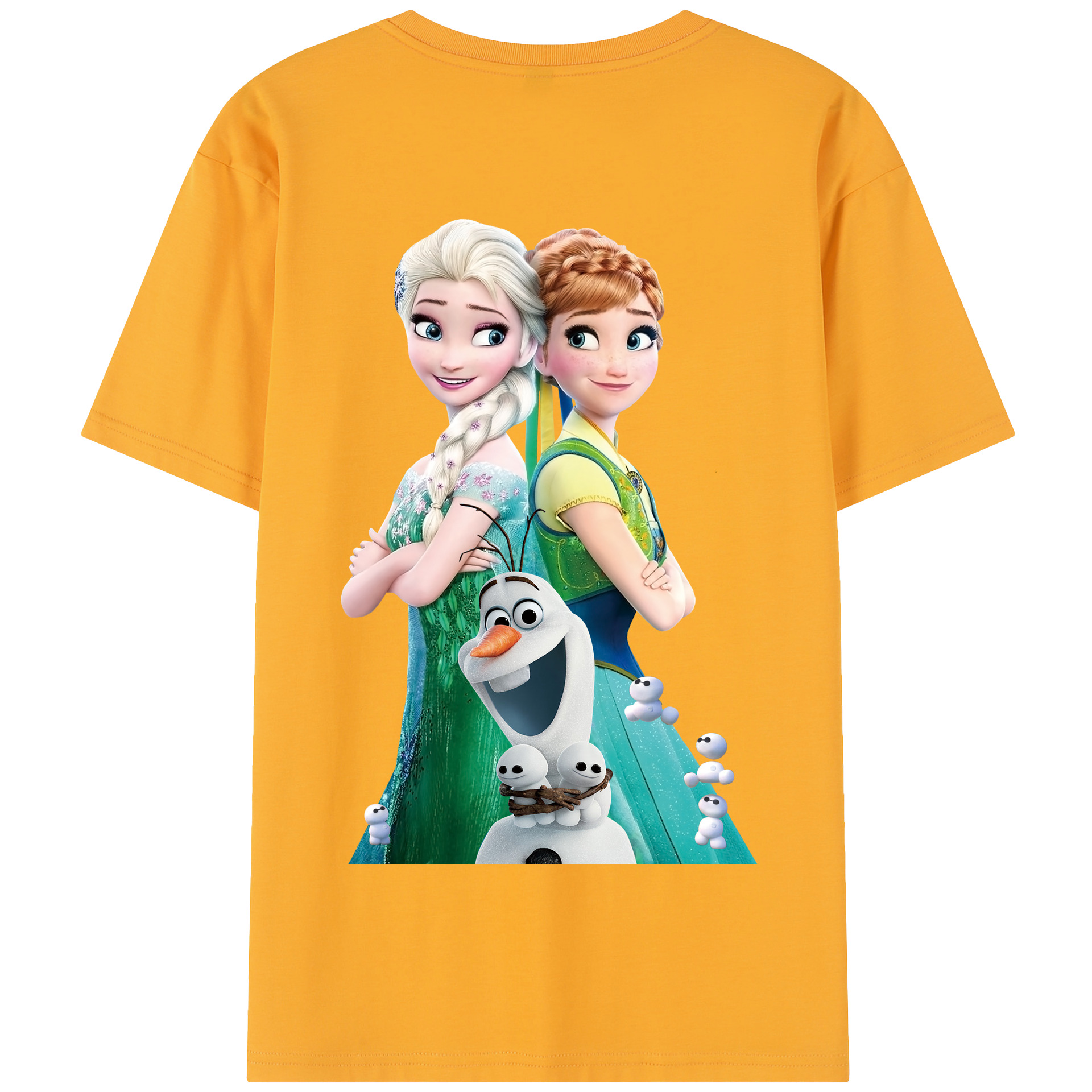 （画像用） アナと雪の女王 アンナ エルサ Frozen Anna Elsa 綿100％半袖Tシャツ（背面プリント）