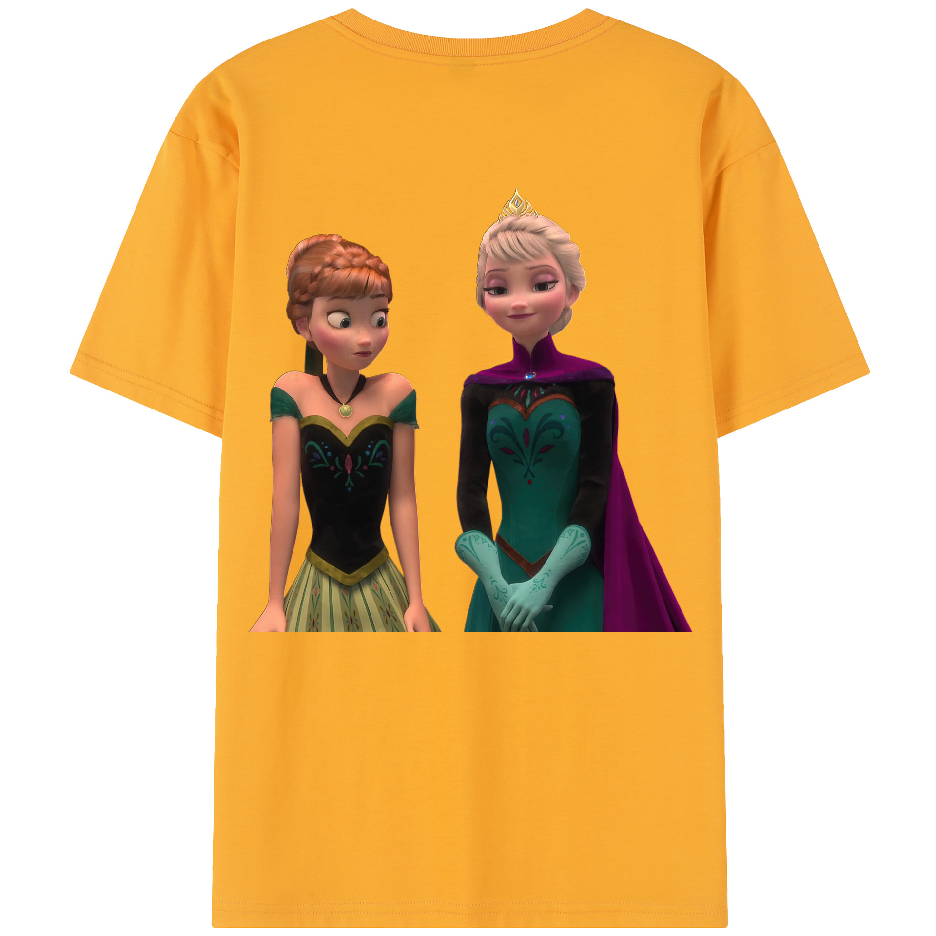 （画像用） アナと雪の女王 アンナ エルサ Frozen Anna Elsa 綿100％半袖Tシャツ（背面プリント）