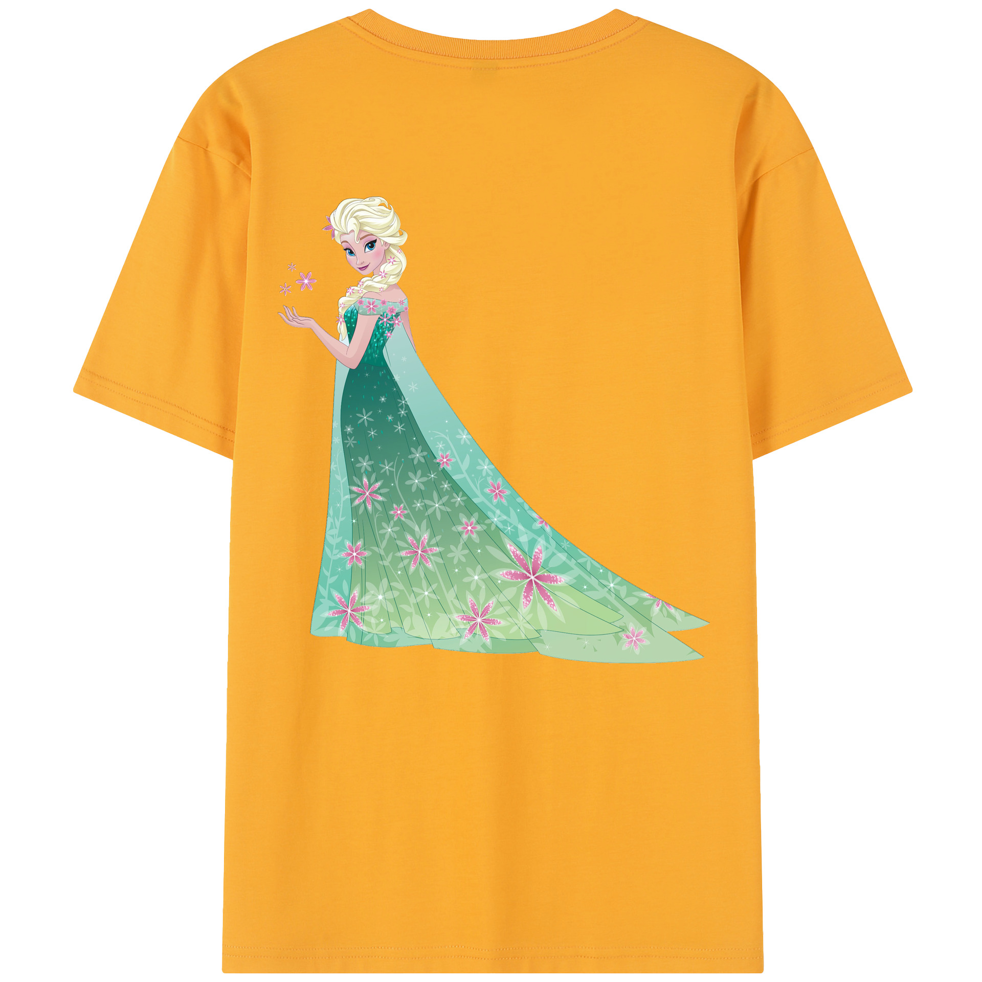 （画像用） アナと雪の女王 アンナ エルサ Frozen Anna Elsa 綿100％半袖Tシャツ（背面プリント）