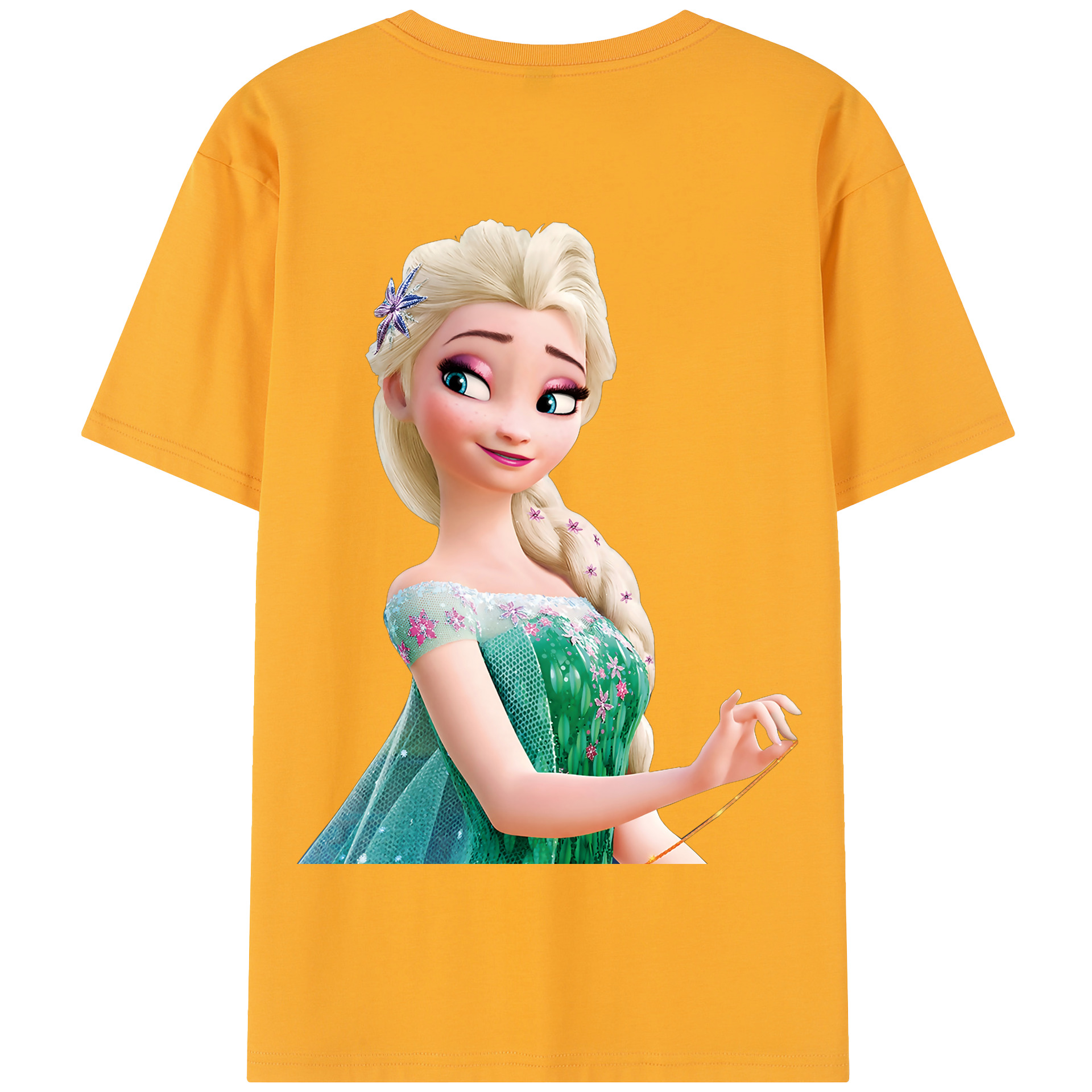 （画像用） アナと雪の女王 アンナ エルサ Frozen Anna Elsa 綿100％半袖Tシャツ（背面プリント）