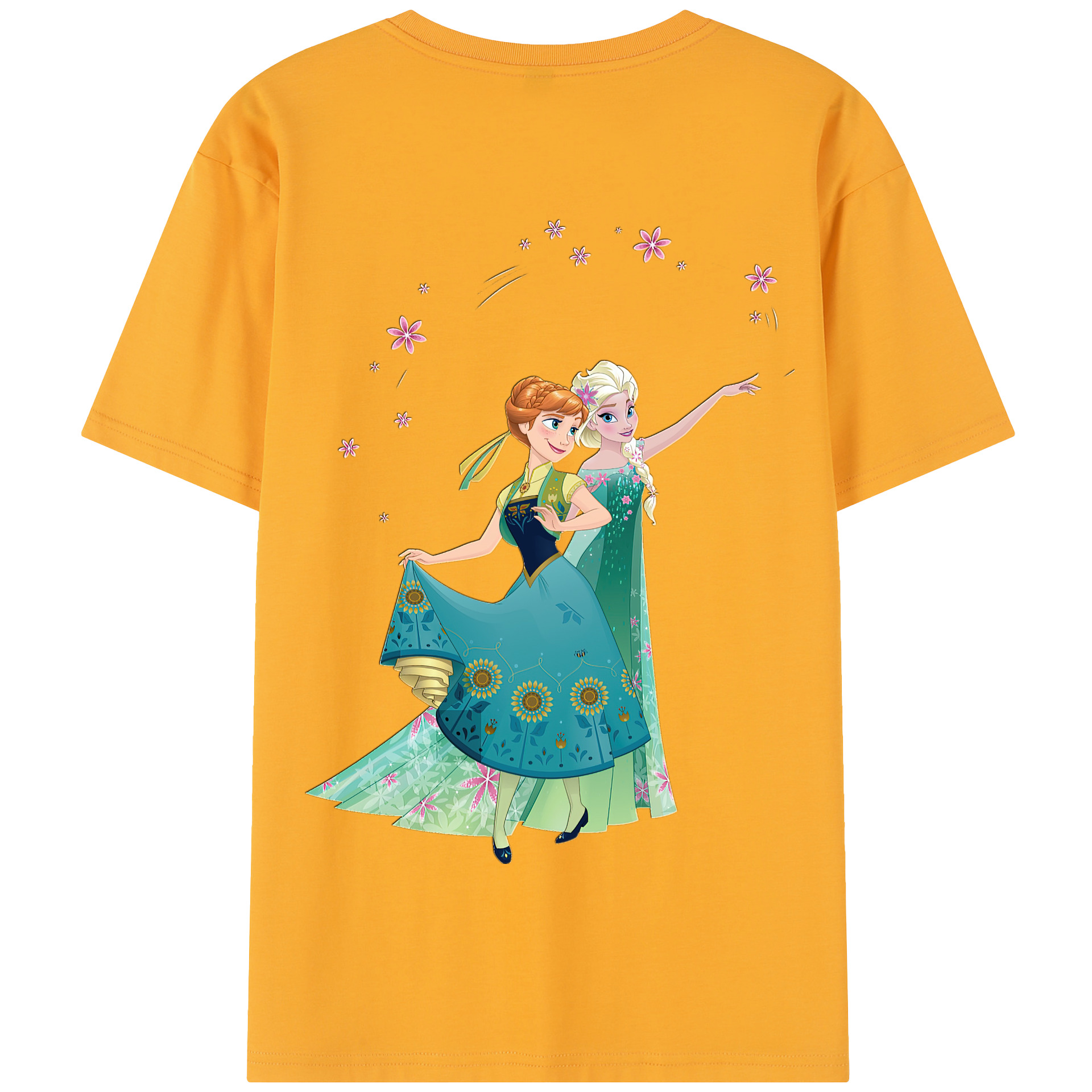 （画像用） アナと雪の女王 アンナ エルサ Frozen Anna Elsa 綿100％半袖Tシャツ（背面プリント）