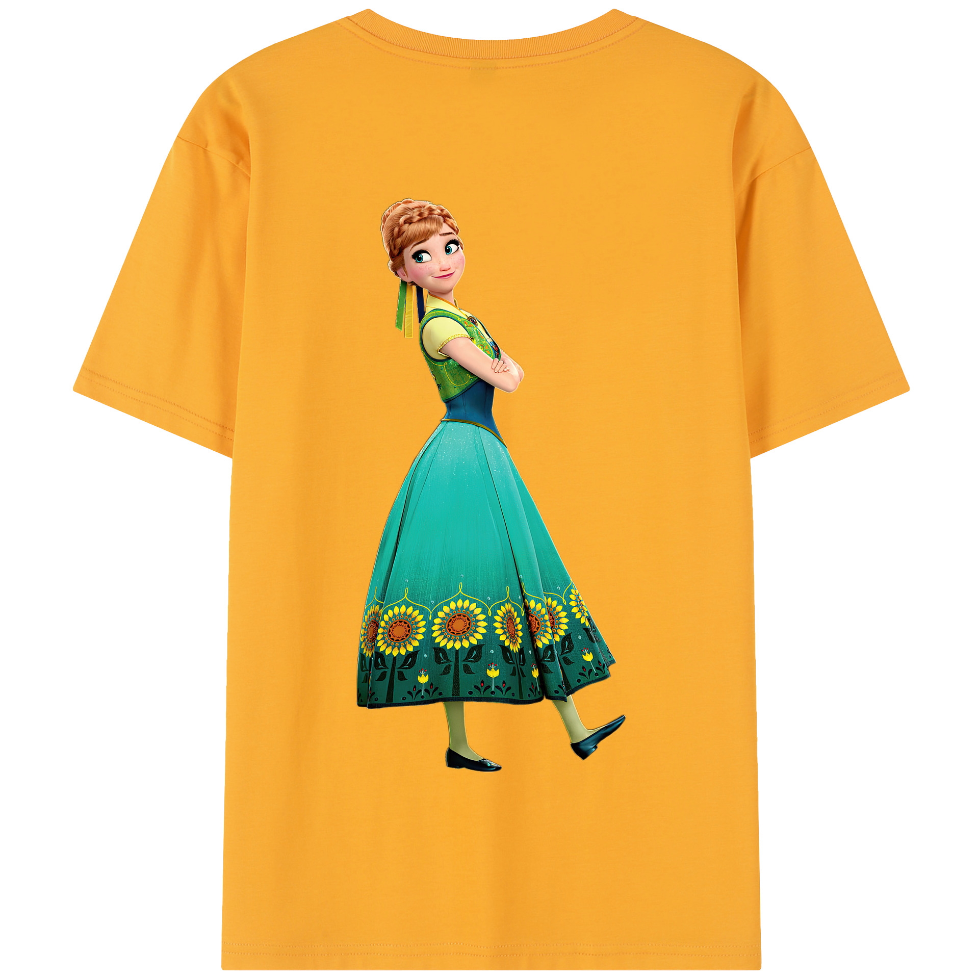 （画像用） アナと雪の女王 アンナ エルサ Frozen Anna Elsa 綿100％半袖Tシャツ（背面プリント）