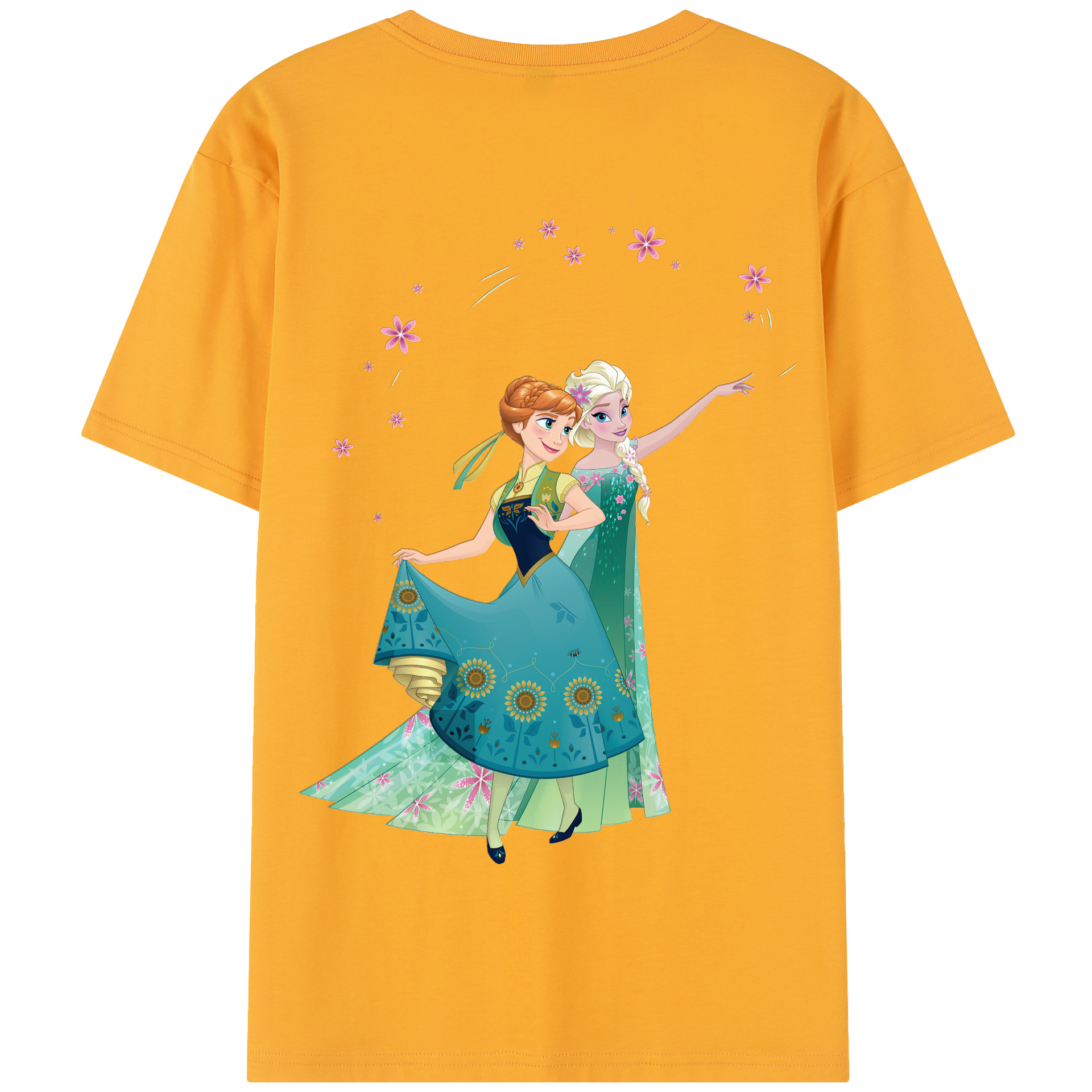 （画像用） アナと雪の女王 アンナ エルサ Frozen Anna Elsa 綿100％半袖Tシャツ（背面プリント）