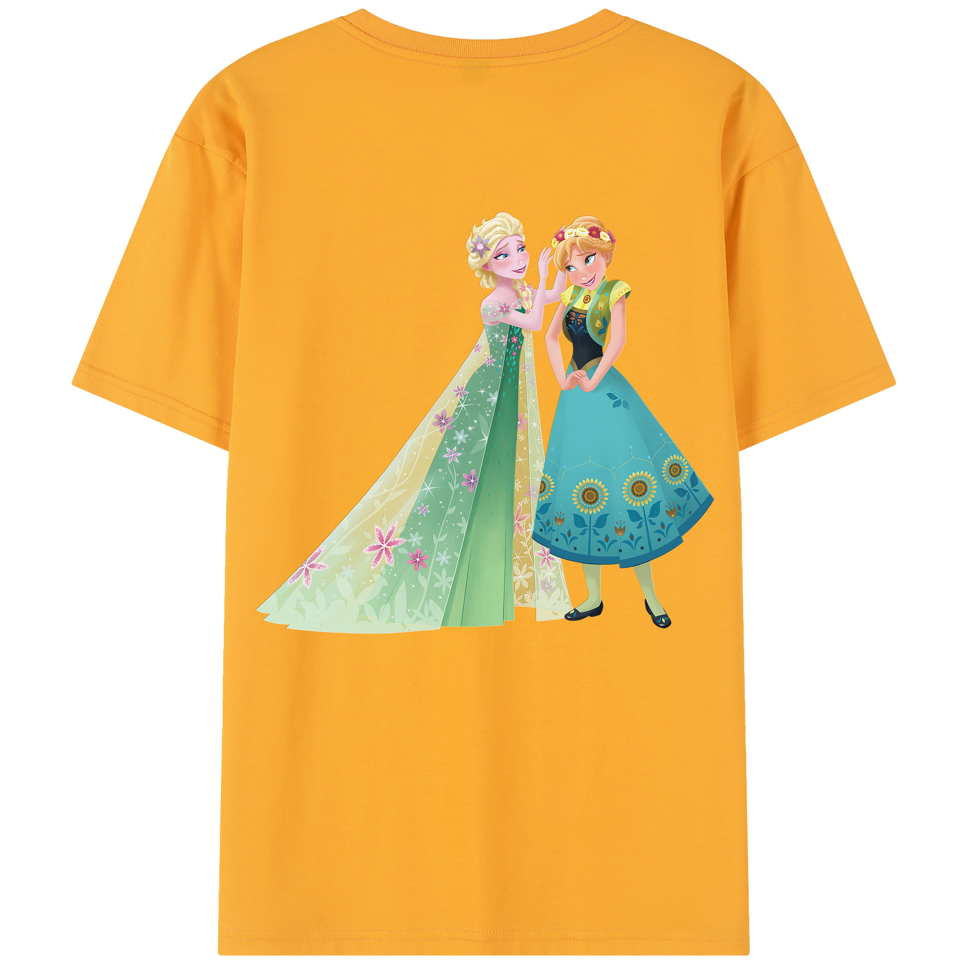 （画像用） アナと雪の女王 アンナ エルサ Frozen Anna Elsa 綿100％半袖Tシャツ（背面プリント）