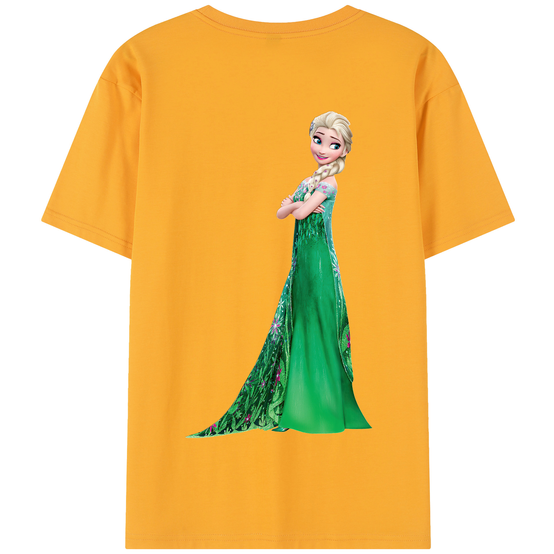 （画像用） アナと雪の女王 アンナ エルサ Frozen Anna Elsa 綿100％半袖Tシャツ（背面プリント）