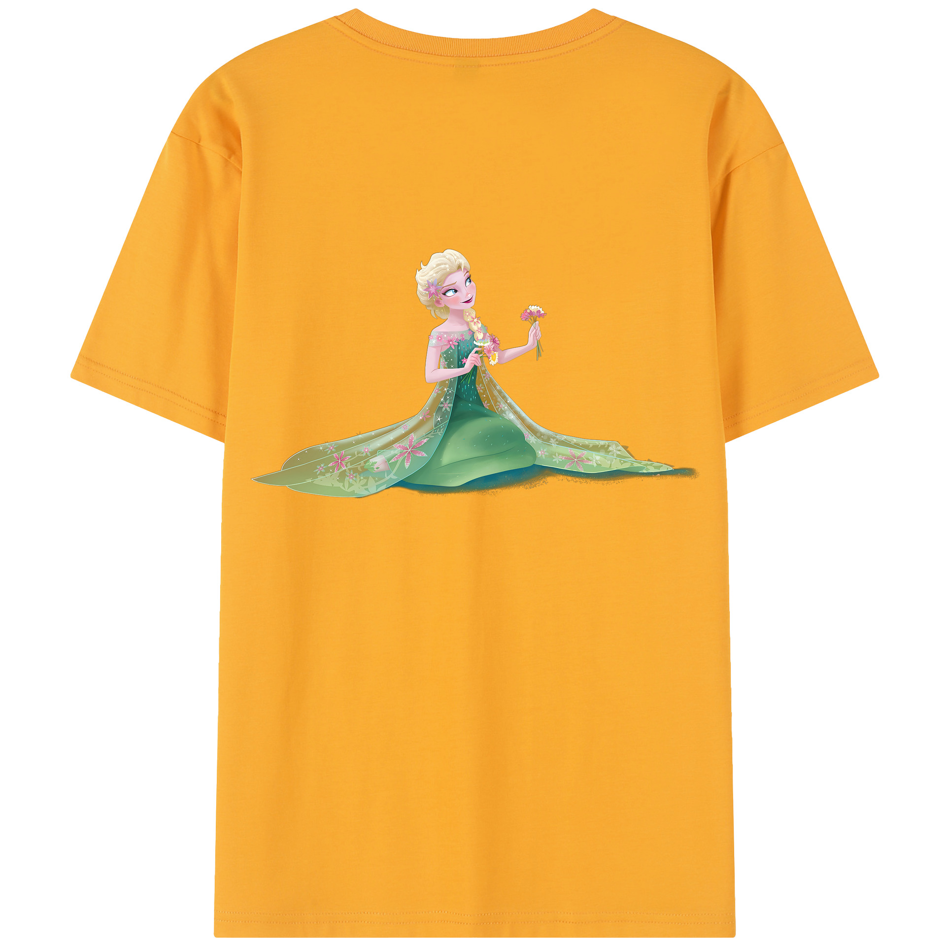 （画像用） アナと雪の女王 アンナ エルサ Frozen Anna Elsa 綿100％半袖Tシャツ（背面プリント）