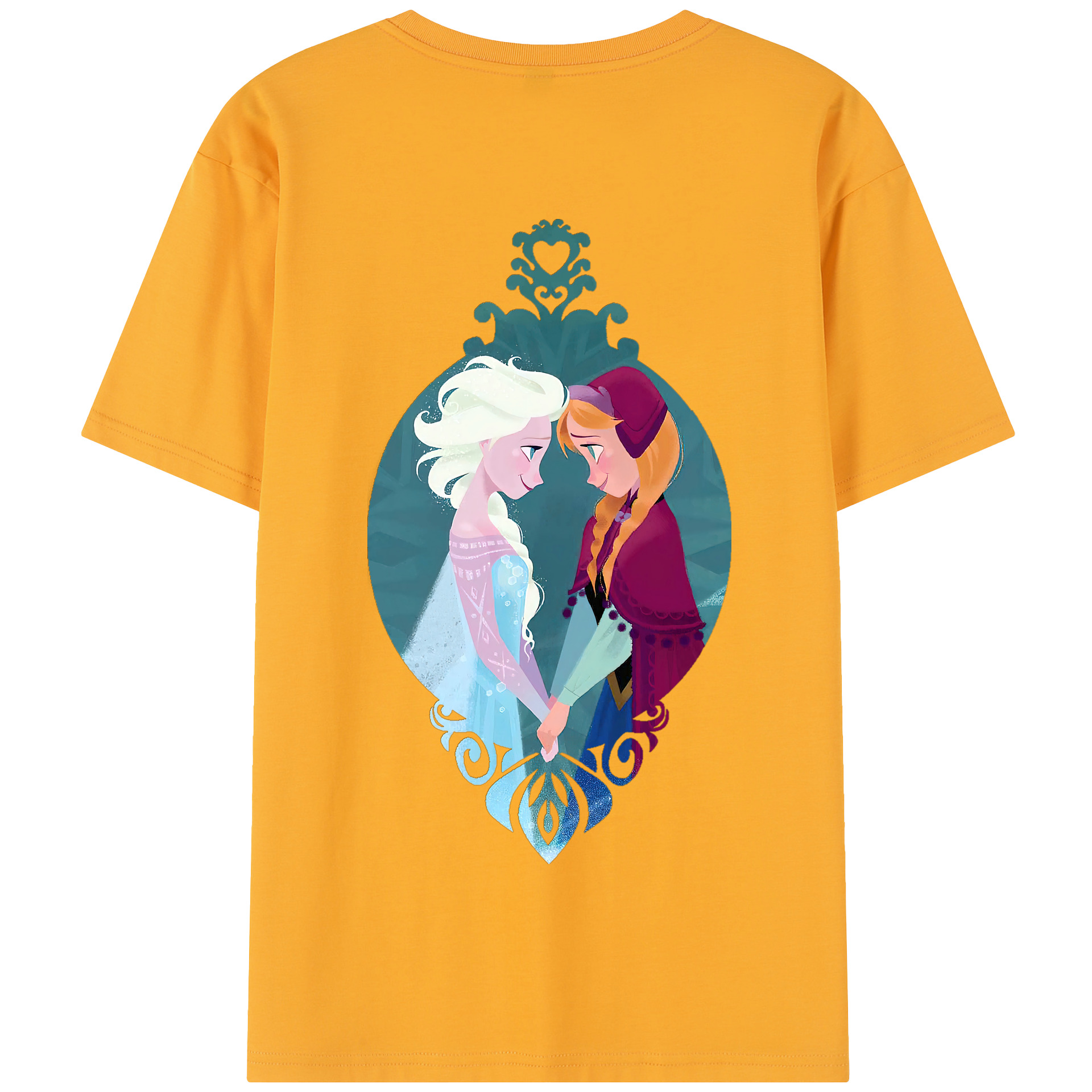 （画像用） アナと雪の女王 アンナ エルサ Frozen Anna Elsa 綿100％半袖Tシャツ（背面プリント）