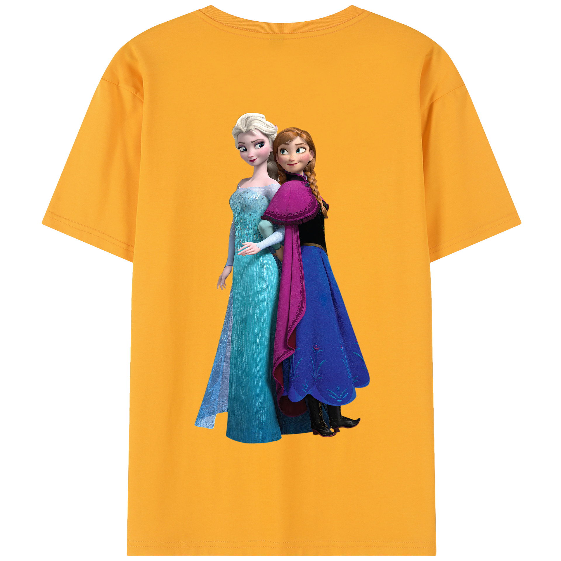 （画像用） アナと雪の女王 アンナ エルサ Frozen Anna Elsa 綿100％半袖Tシャツ（背面プリント）