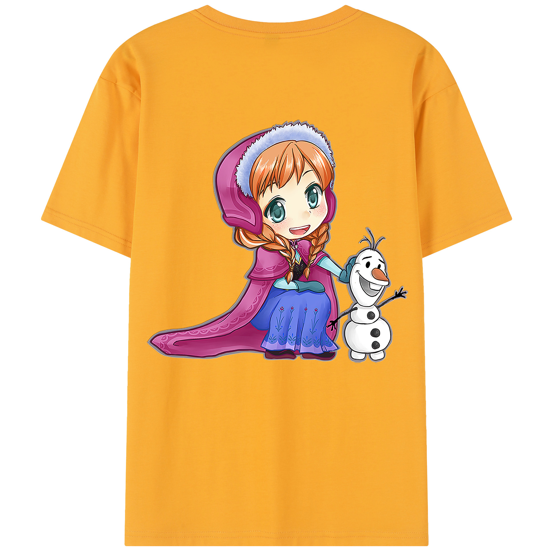 （画像用） アナと雪の女王 アンナ エルサ Frozen Anna Elsa 綿100％半袖Tシャツ（背面プリント）