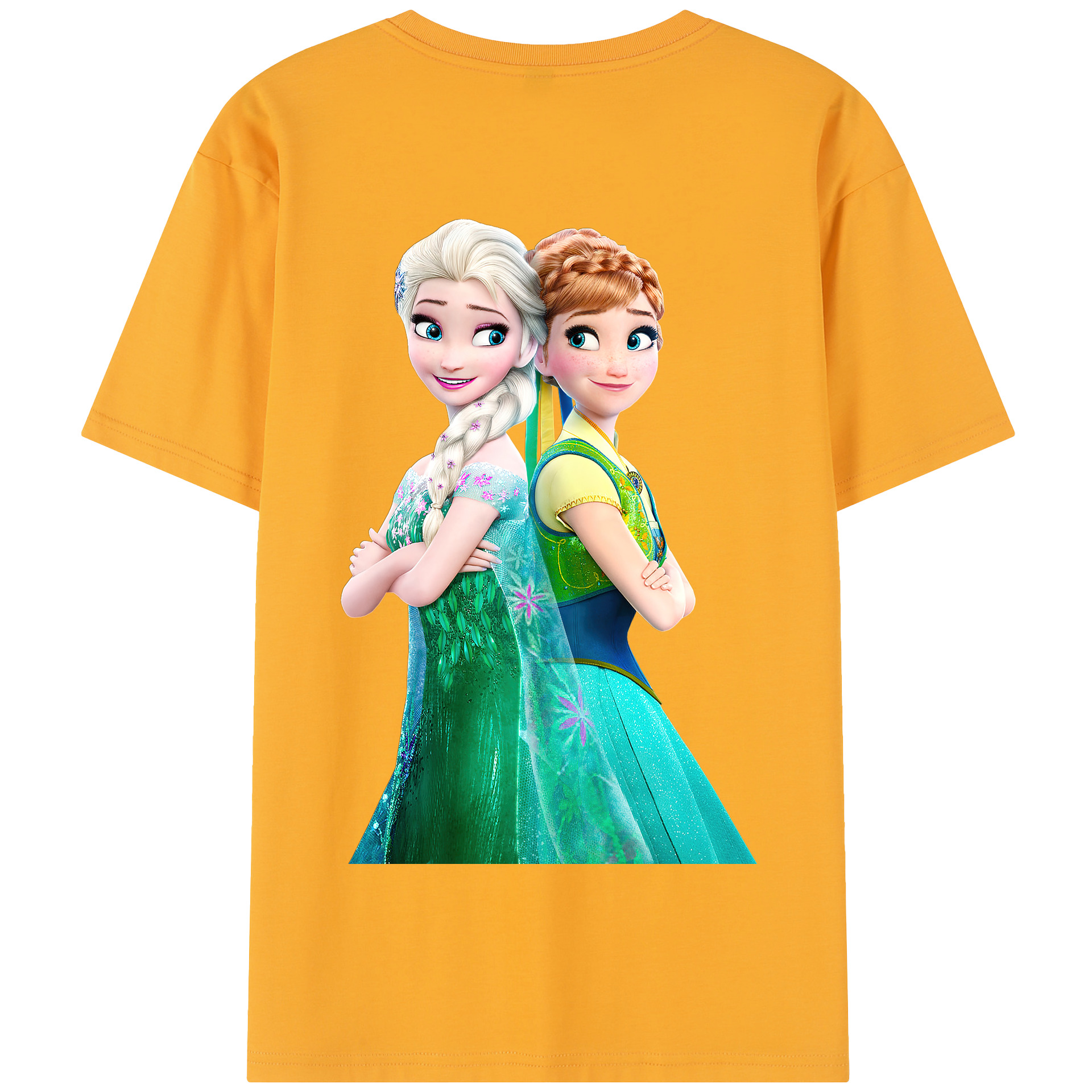 （画像用） アナと雪の女王 アンナ エルサ Frozen Anna Elsa 綿100％半袖Tシャツ（背面プリント）