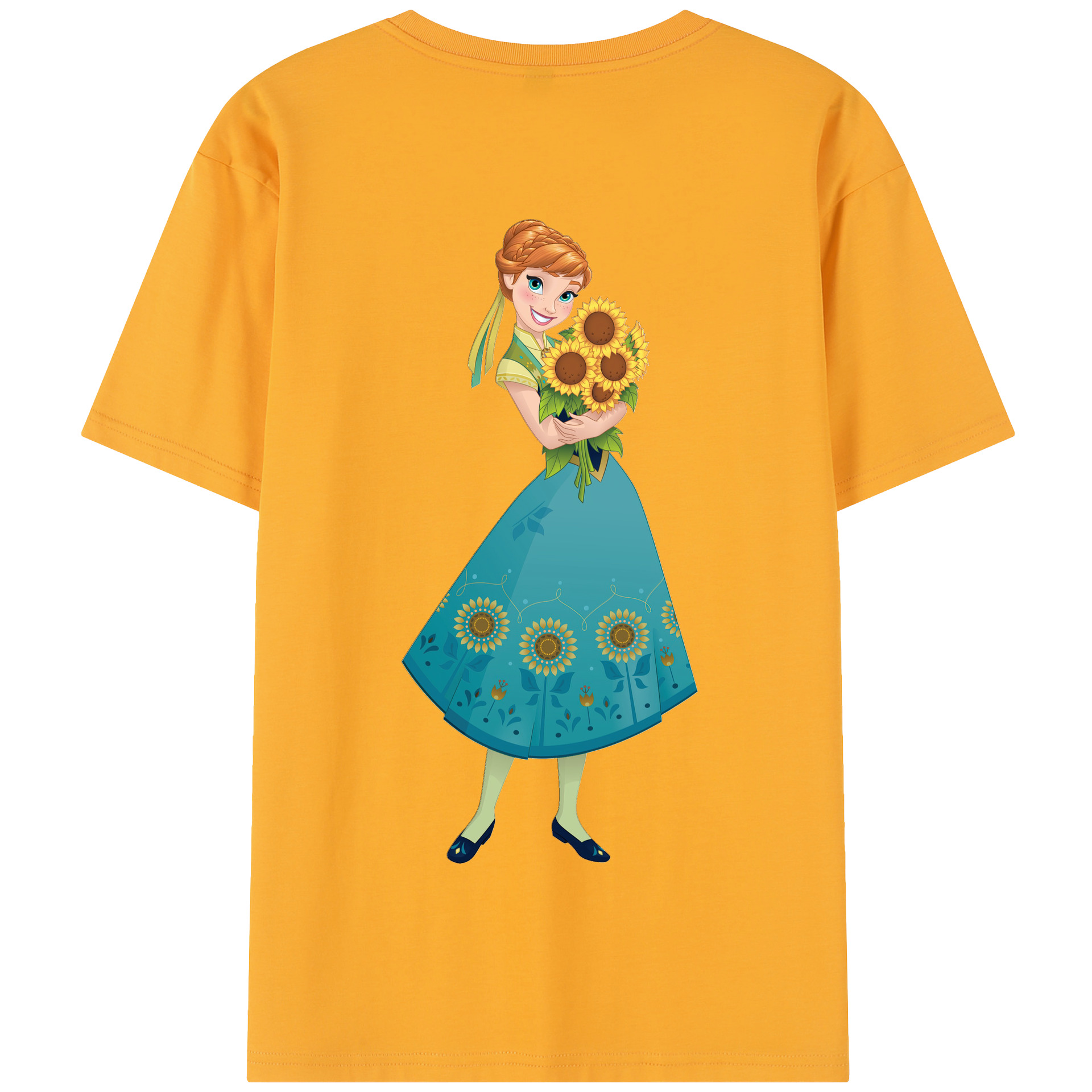 （画像用） アナと雪の女王 アンナ エルサ Frozen Anna Elsa 綿100％半袖Tシャツ（背面プリント）