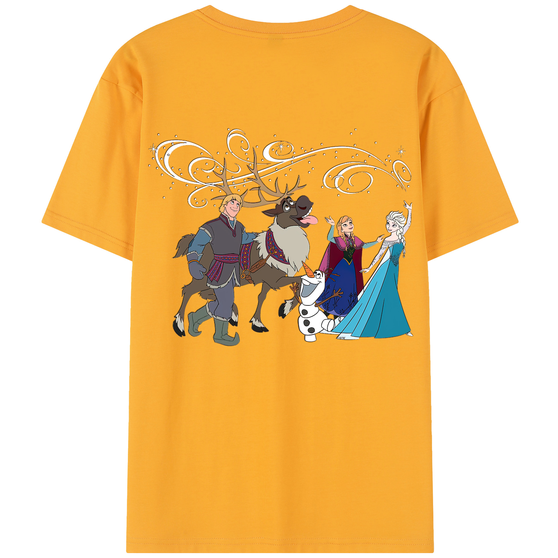 （画像用） アナと雪の女王 アンナ エルサ Frozen Anna Elsa 綿100％半袖Tシャツ（背面プリント）
