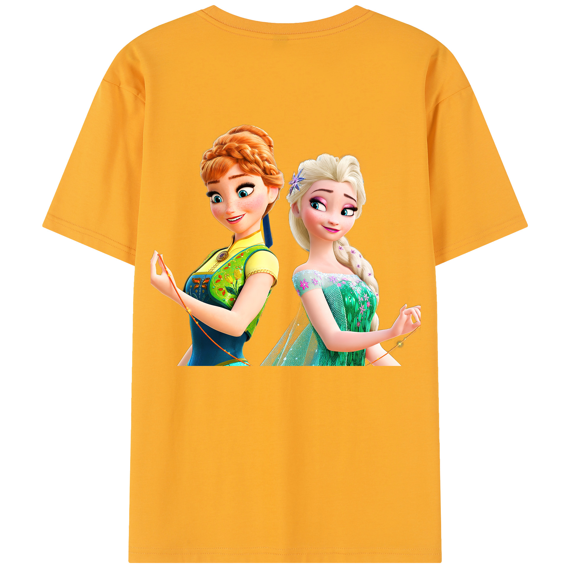 （画像用） アナと雪の女王 アンナ エルサ Frozen Anna Elsa 綿100％半袖Tシャツ（背面プリント）